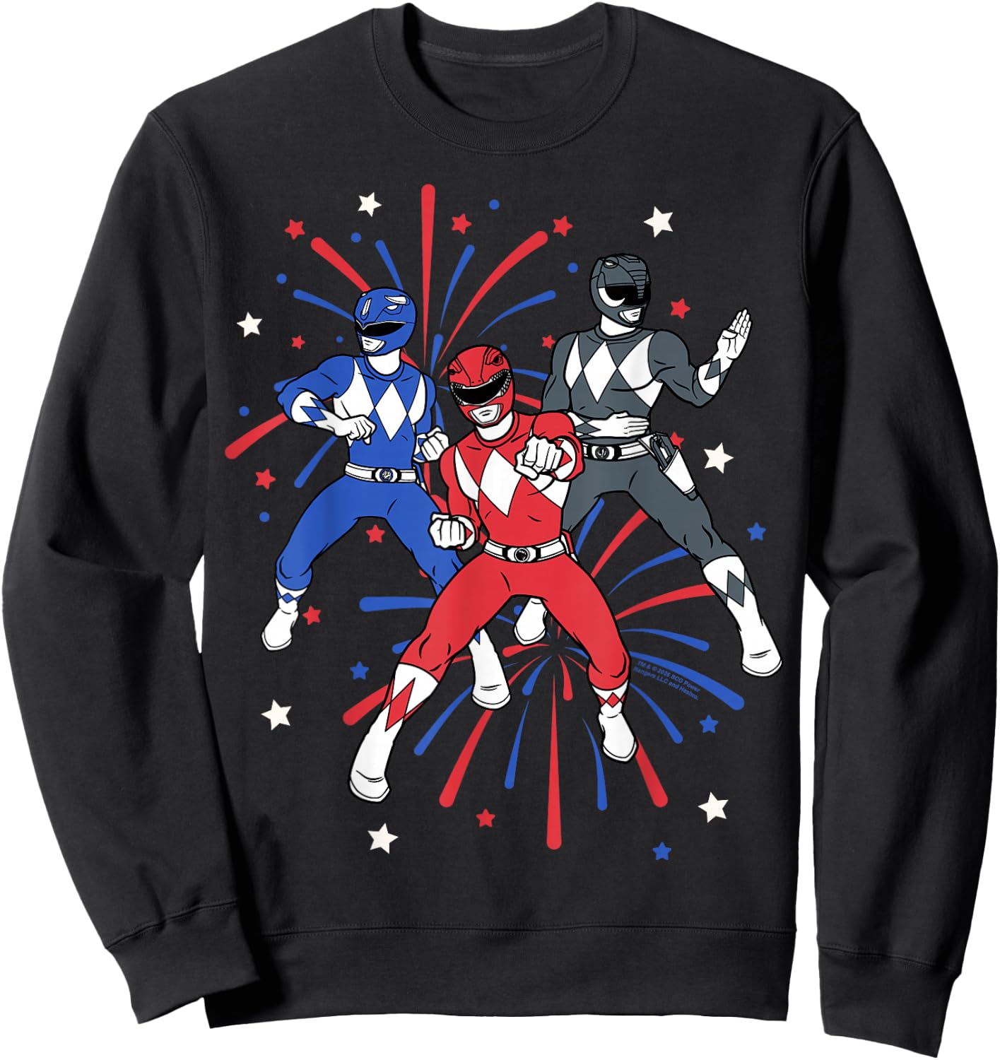 Power Rangers 4th of July Mighty Morphin Rangers Fireworks Sweatshirt - Sweatshirt | Black