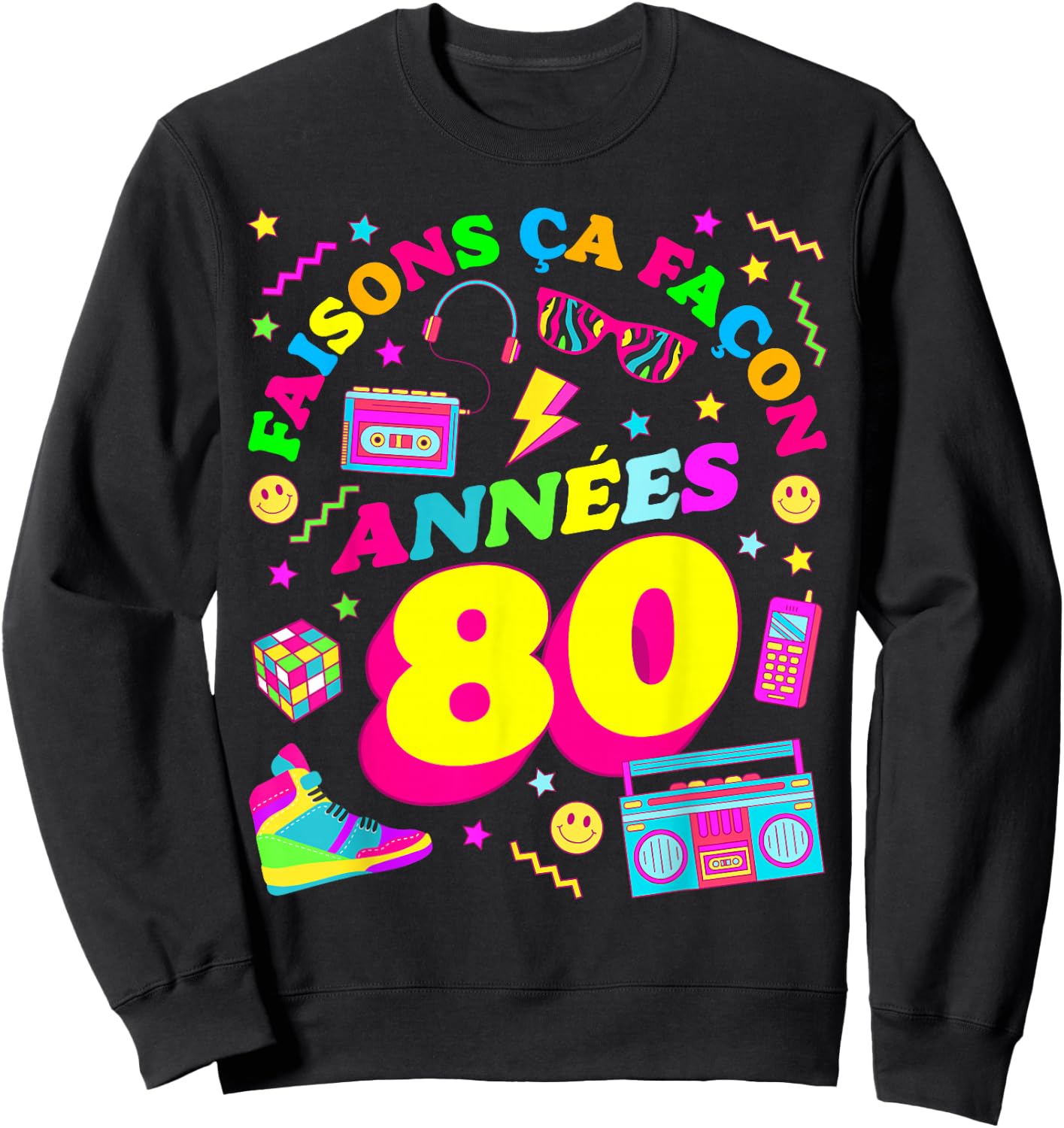 Party 80s Birthday Party 80s Retro Style , Black, S Sweatshirt - Sweatshirt | Black