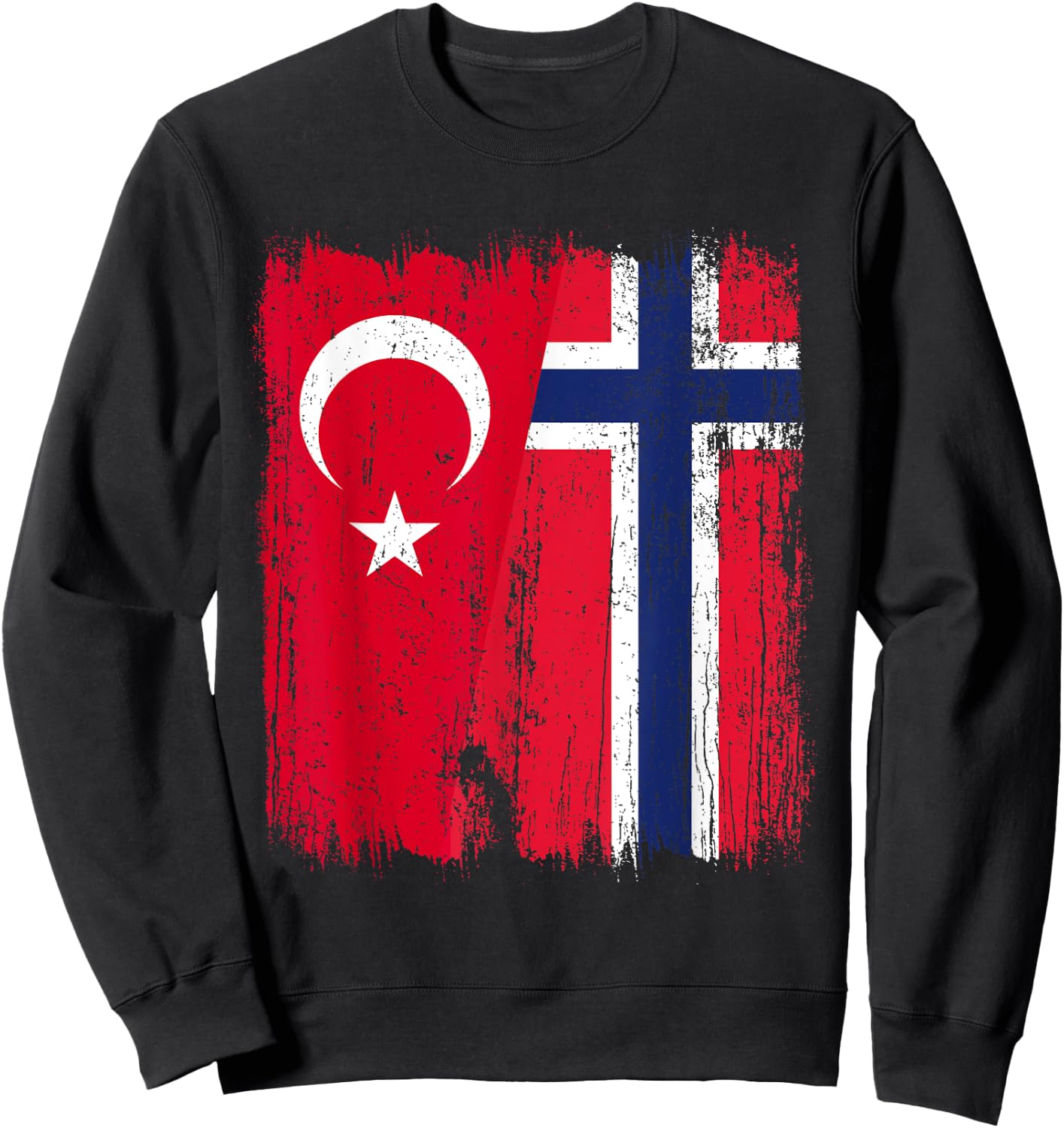 Turkey Norway Half Flag Turkish Norwegian Ancestry Sweatshirt - Sweatshirt | Black
