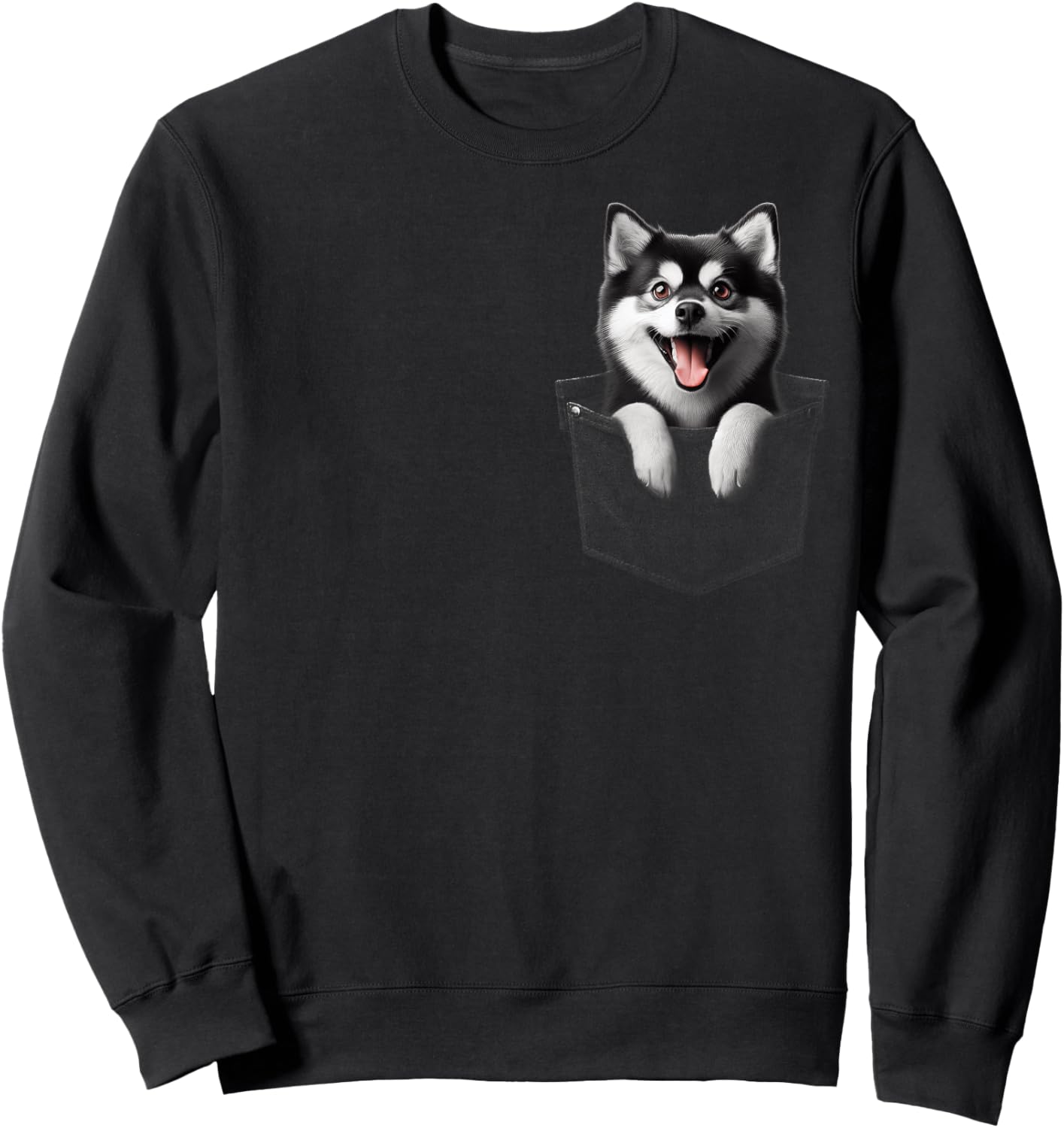 Pocket Alaskan Klee Kai Cute Dog Lover Owner Gift Sweatshirt - Sweatshirt | Black