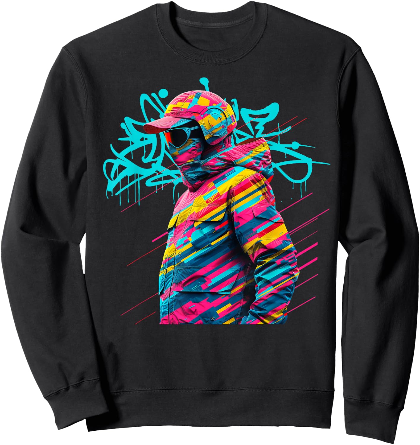 Vibrant Urban Street Art Graffiti Style Design Sweatshirt - Sweatshirt | Black