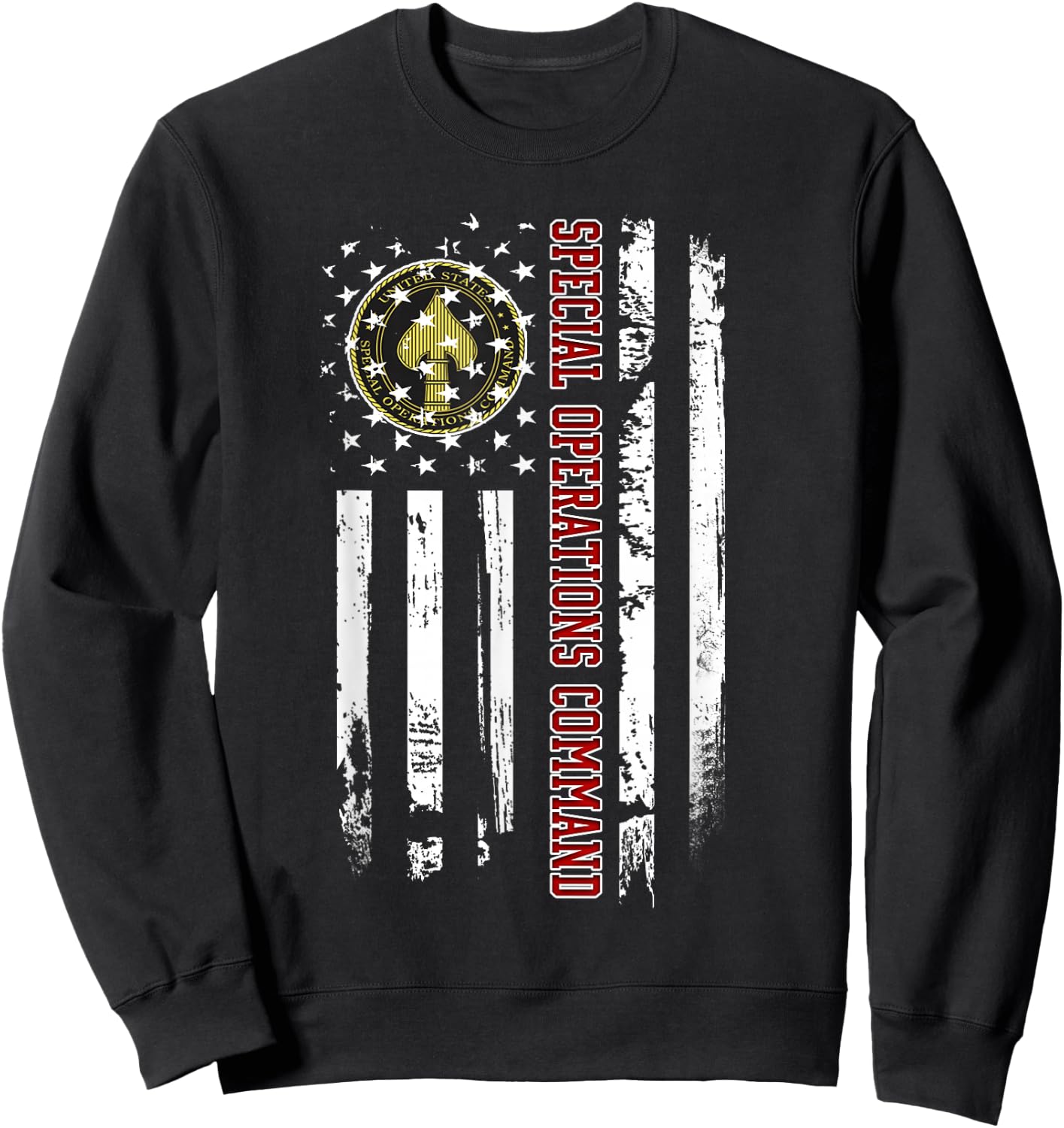 Special Operations Command Veteran American Flag Christmas Sweatshirt - Sweatshirt | Black