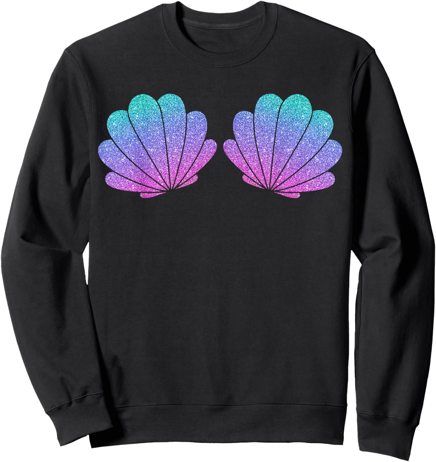 Shell Bra Mermaid Birthday Beach Party Halloween Costume , black Sweatshirt - Sweatshirt | Black
