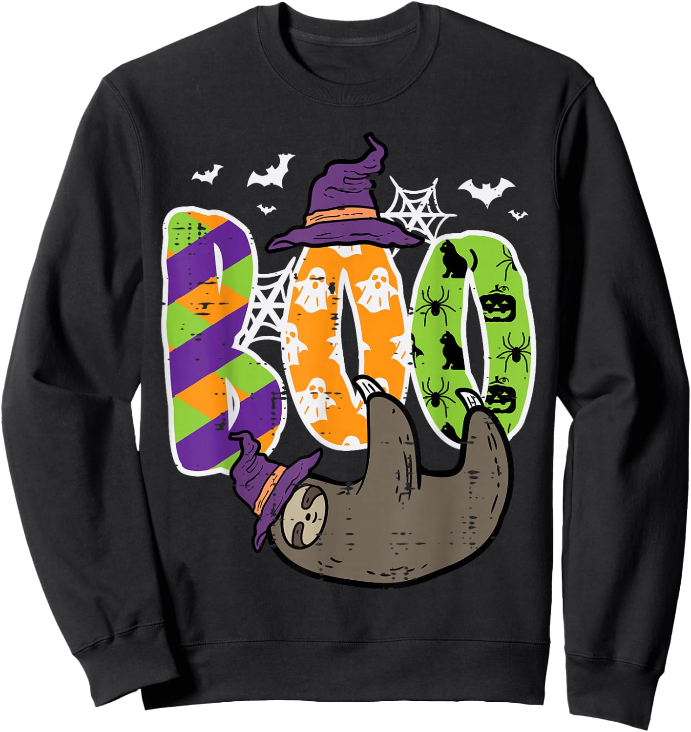 Halloween Sloth Boo Lazy Costume Men Women Boys Girls Kids Sweatshirt - Sweatshirt | Black