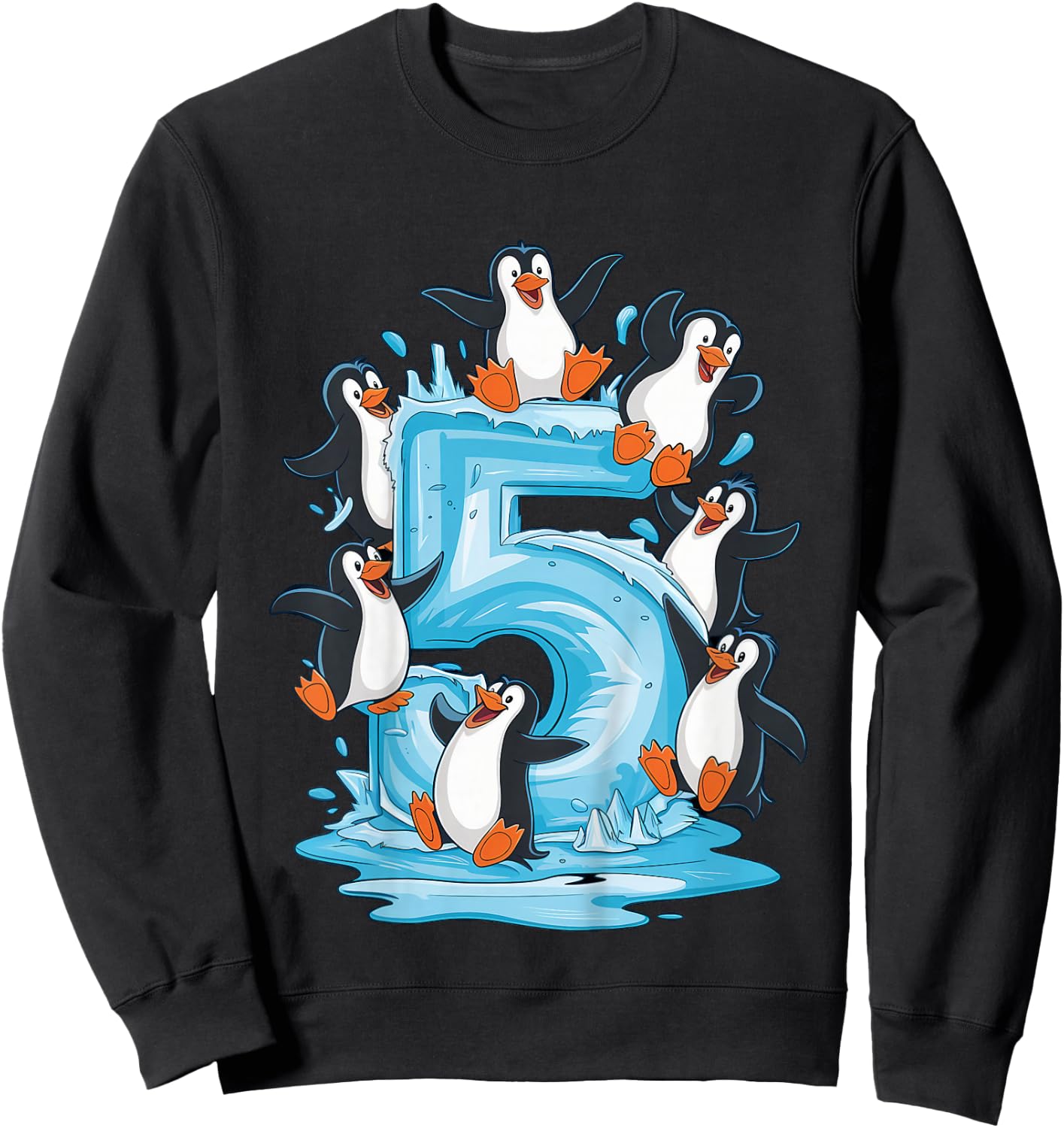Kinder Pinguine 5. Geburtstag Jungen Mädchen 5 Jahre Pinguin Sweatshirt - Sweatshirt | Black