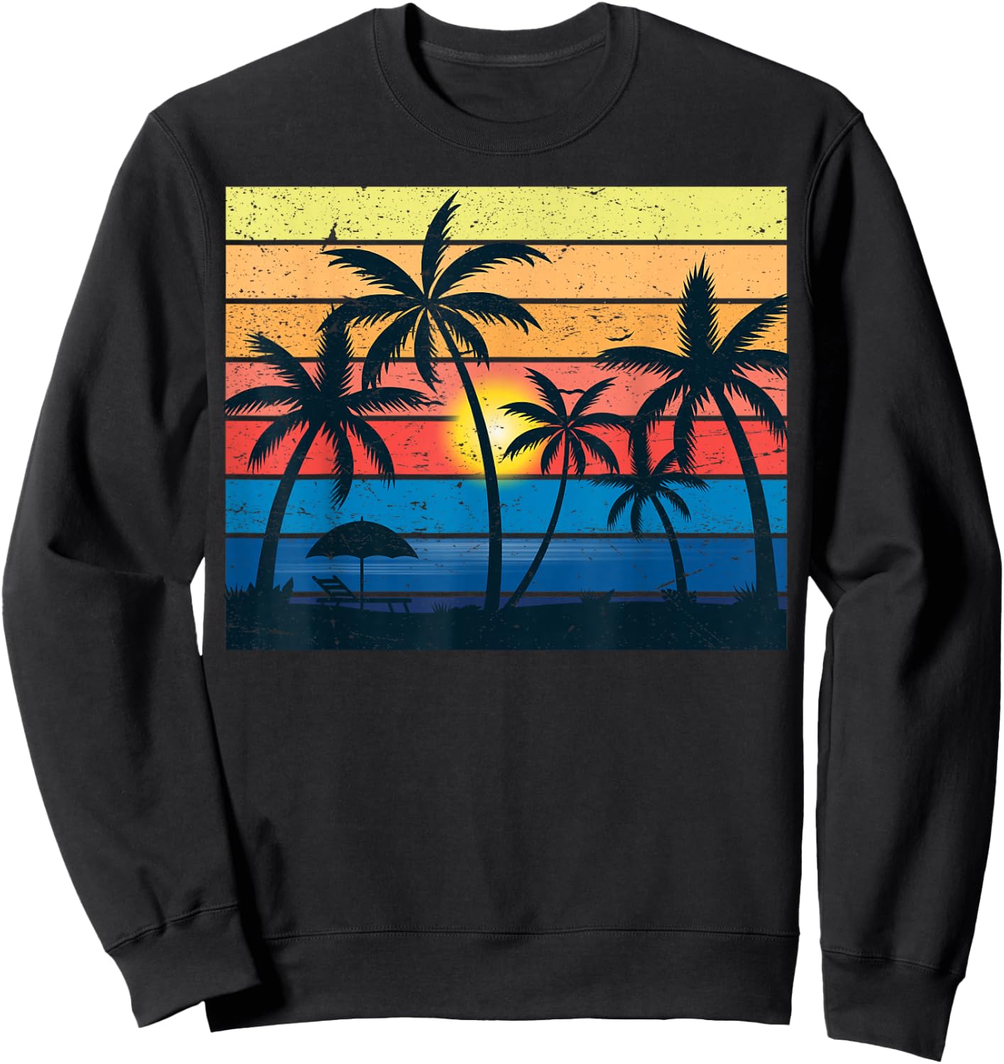 Palm Tree Retro Vintage Sunset Tropical Beach Dress Summer Sweatshirt - Sweatshirt | Black