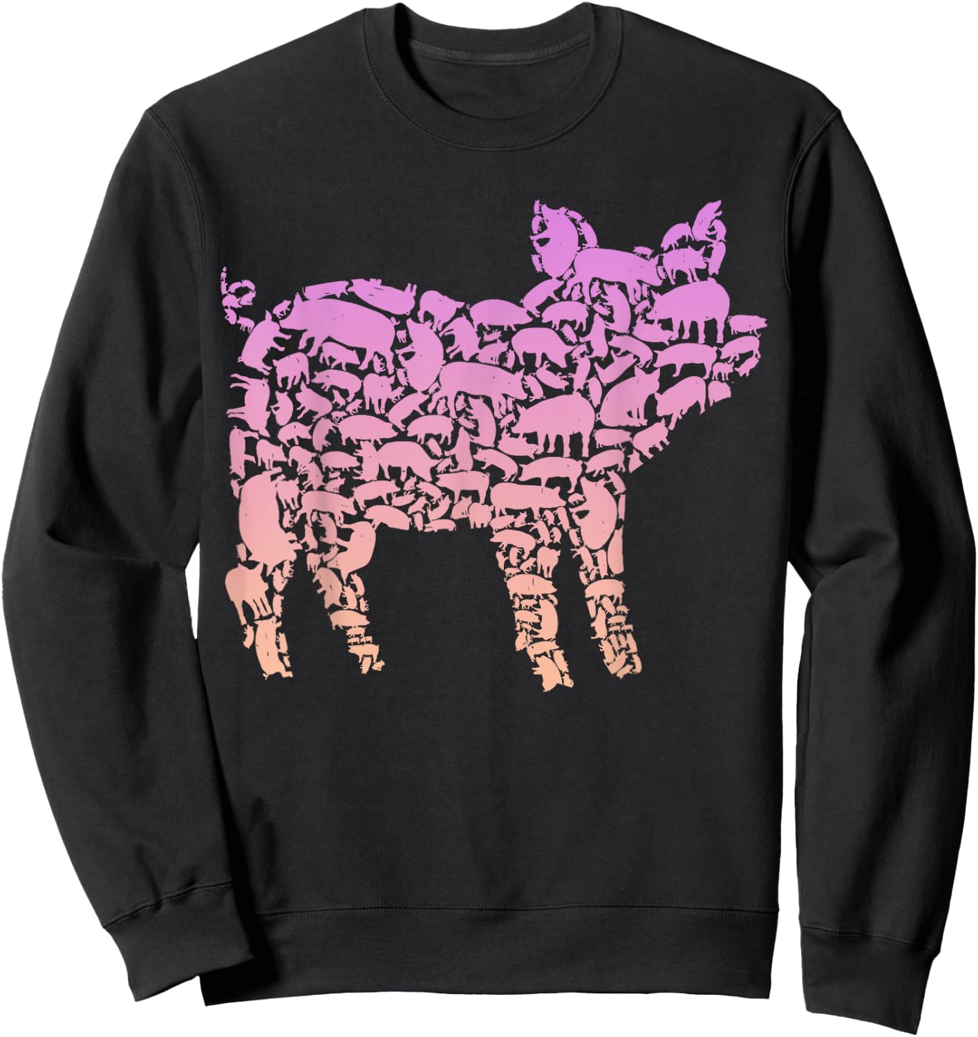 Silhouette Pigs Design for Pig Lover | Girls Pig Sweatshirt - Sweatshirt | Black
