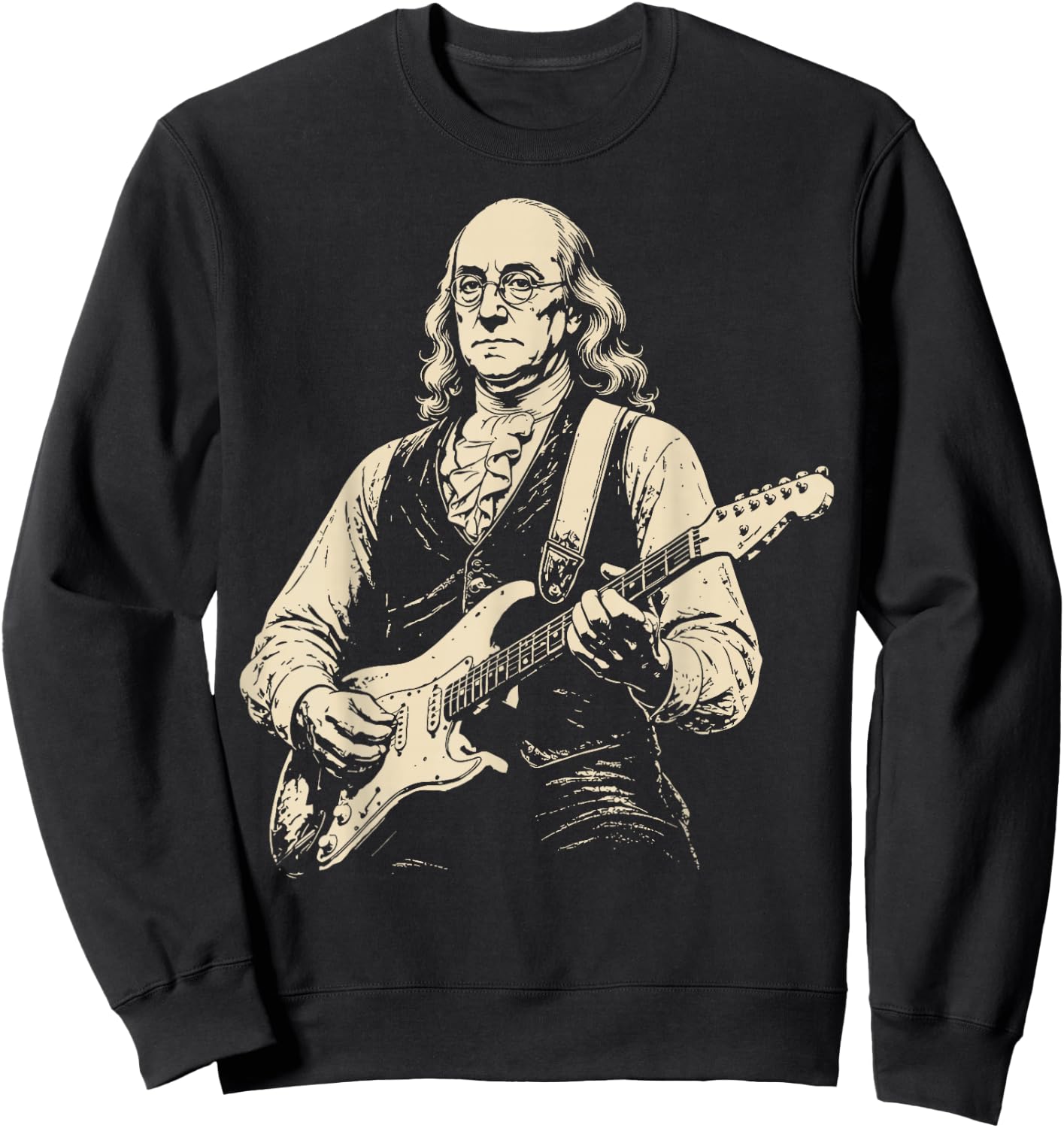250 Years Ben Franklin Playing Guitar 4th of July 1776 2026 Sweatshirt - Sweatshirt | Black