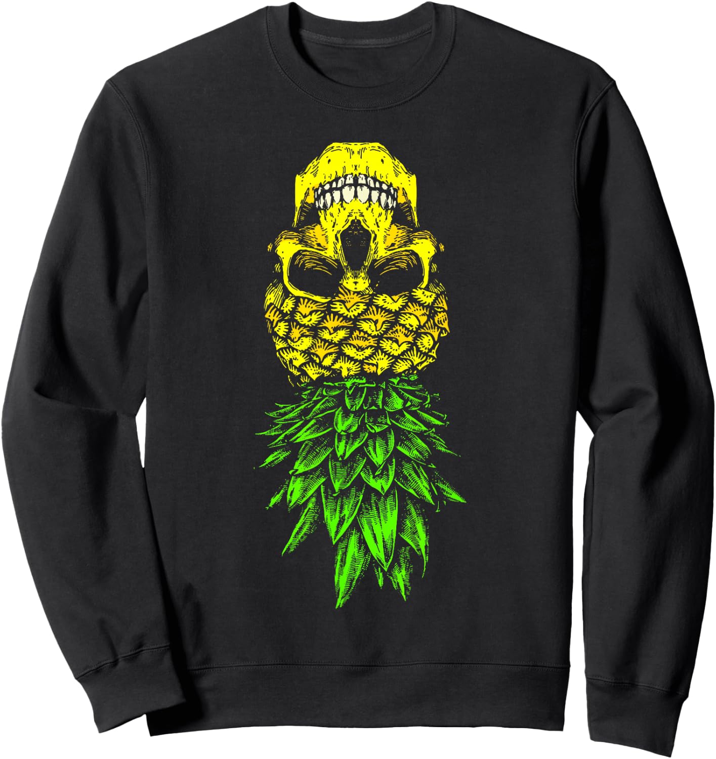 Retro Upside Down Pineapple Skull Swingers Adult Party Sweatshirt - Sweatshirt | Black