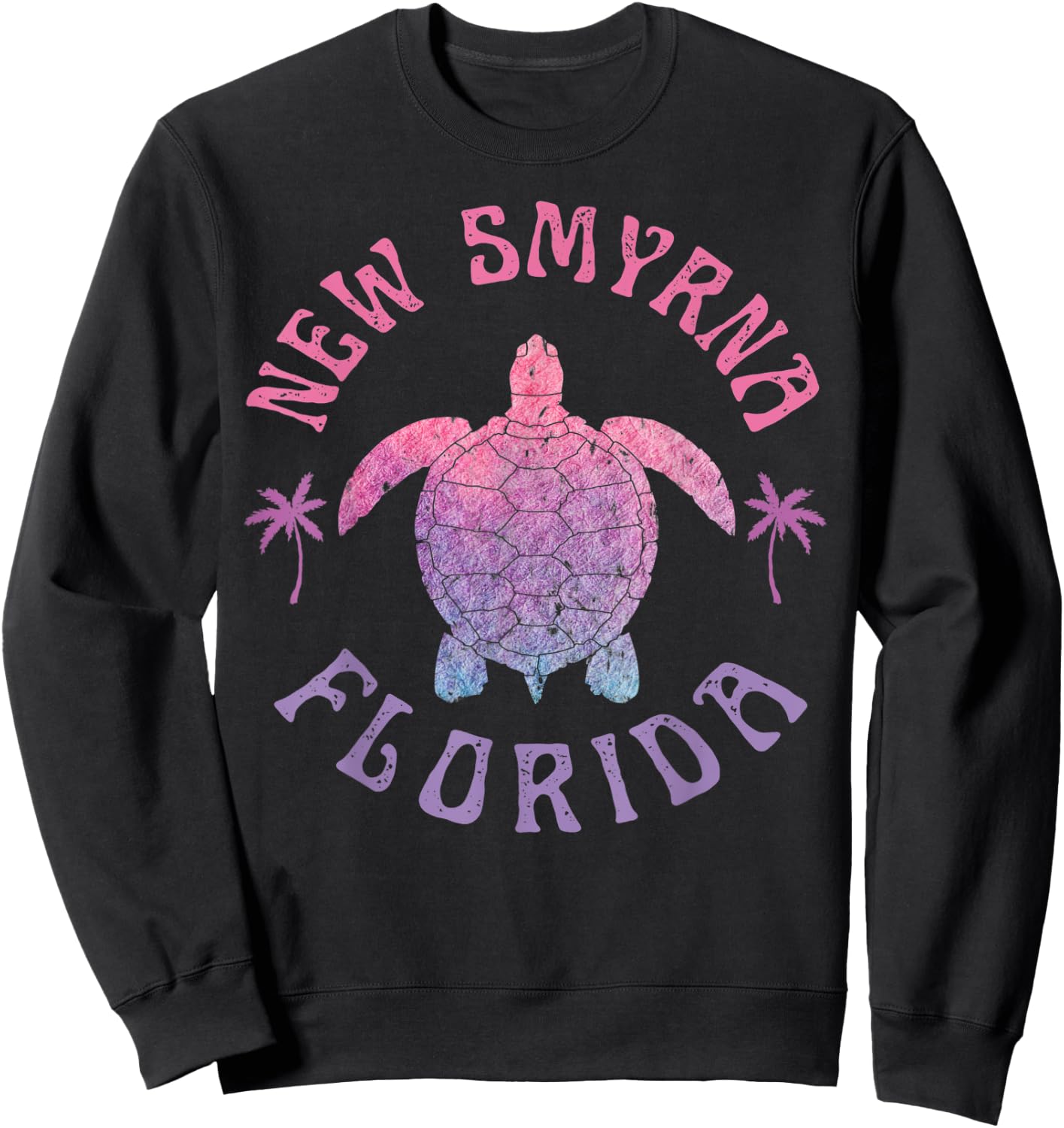 New Smyrna Beach Florida Sea Turtle Summer Vacation Vintage Men Women Kids Sweatshirt - Sweatshirt | Black