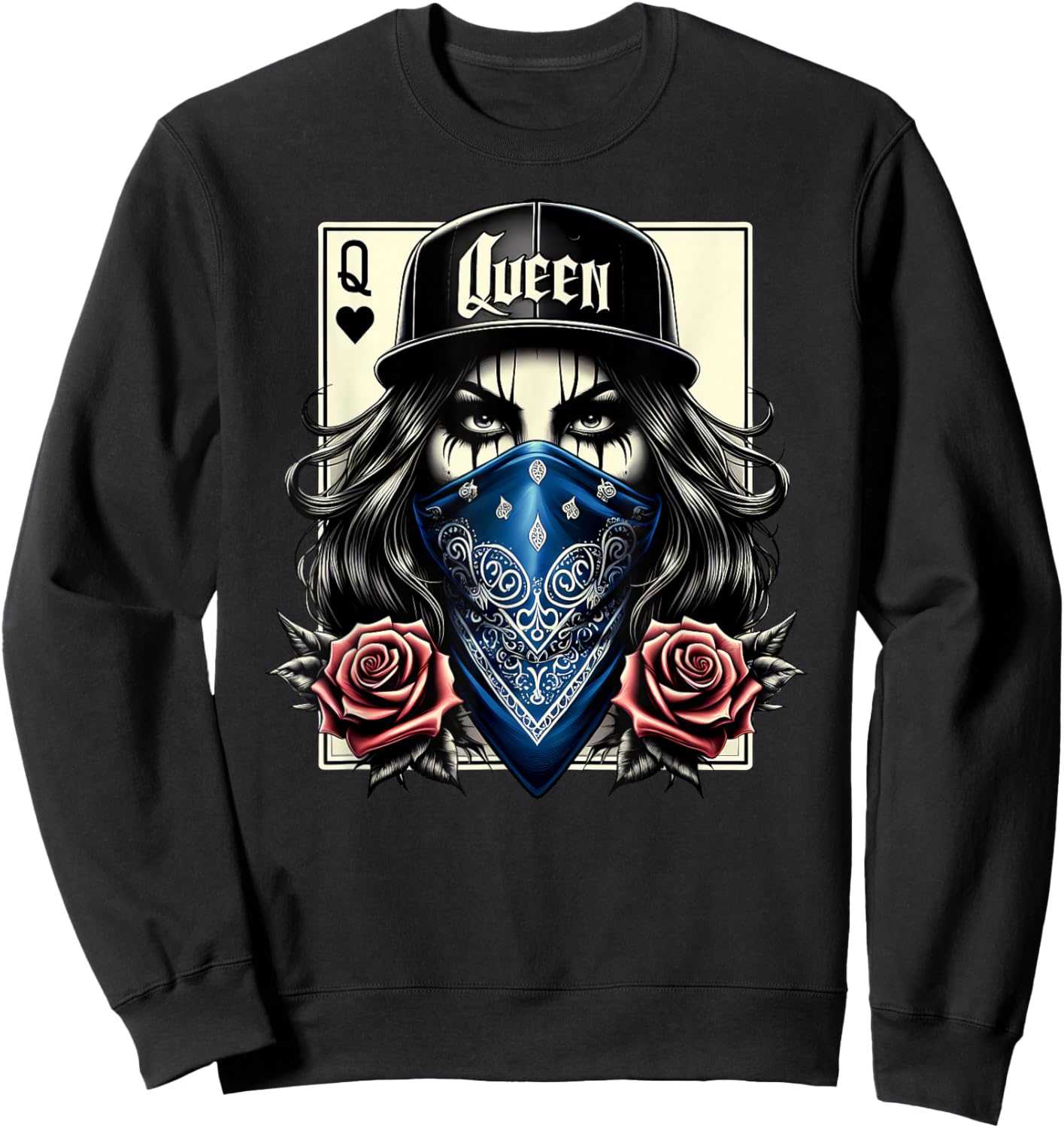 Camisa Chicana Cute Chicano Cholo Art Gangster Clown Latina Sweatshirt - Sweatshirt | Black