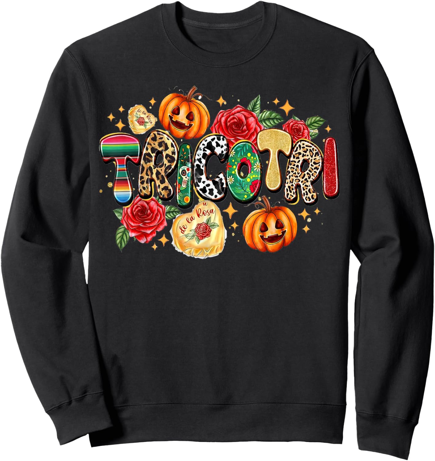 Tricotri With Candies, Happy Halloween, Spooky Vibes Sweatshirt - Sweatshirt | Black