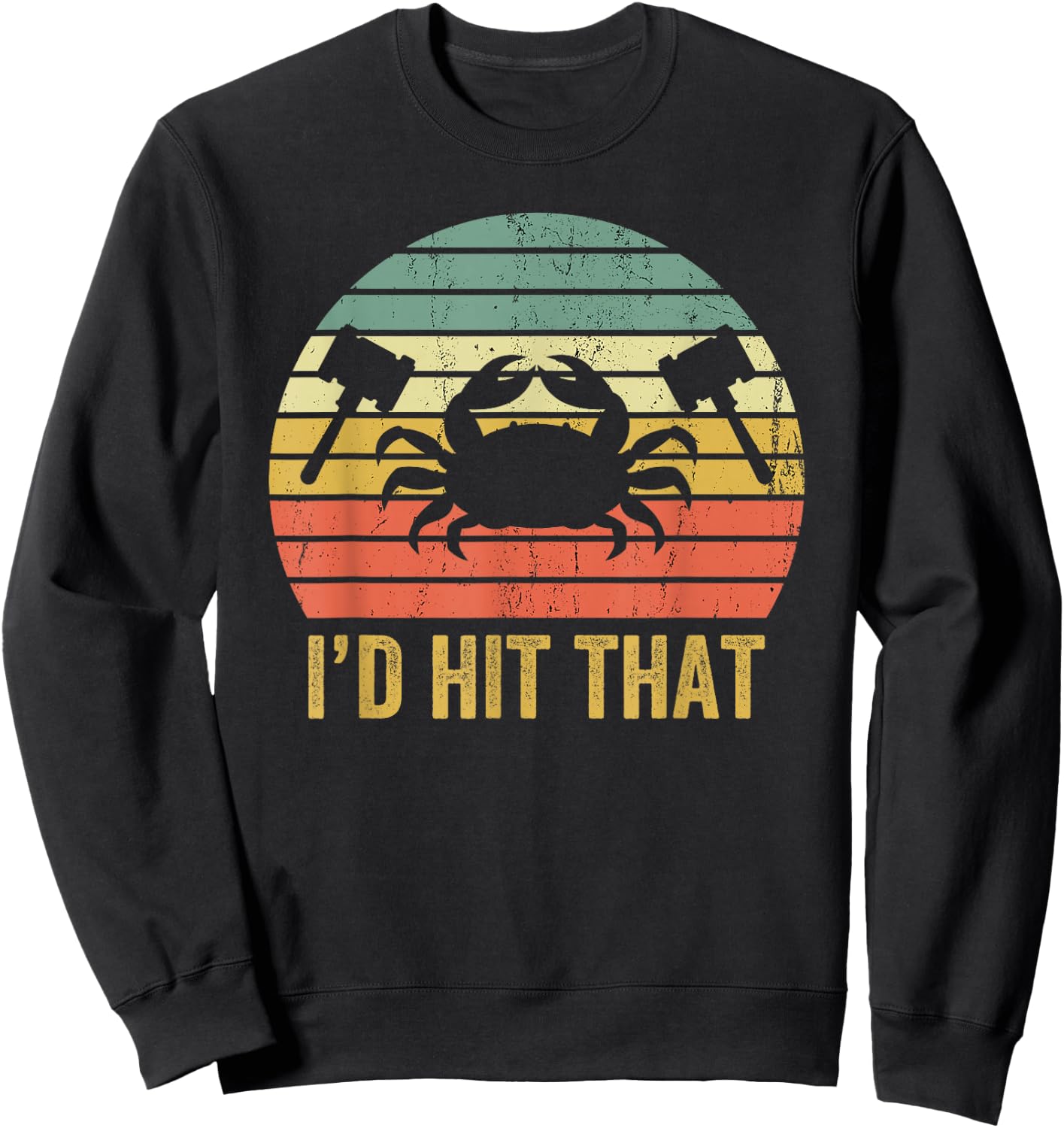 Vintage Crab Lover Retro Funny Maryland Seafood Fan Sweatshirt - Sweatshirt | Black