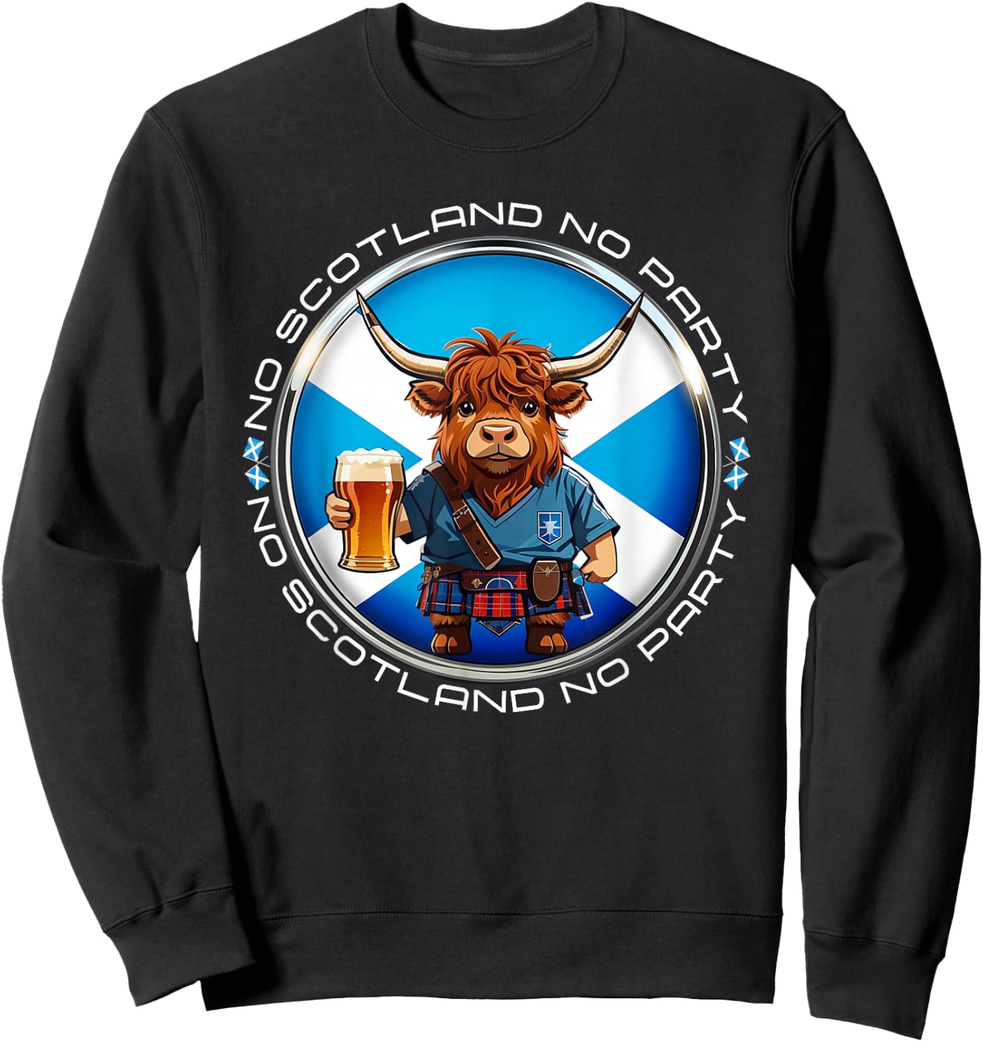 No Scotland No Party Scottish Pride Scotland Highland Cow Sweatshirt - Sweatshirt | Black