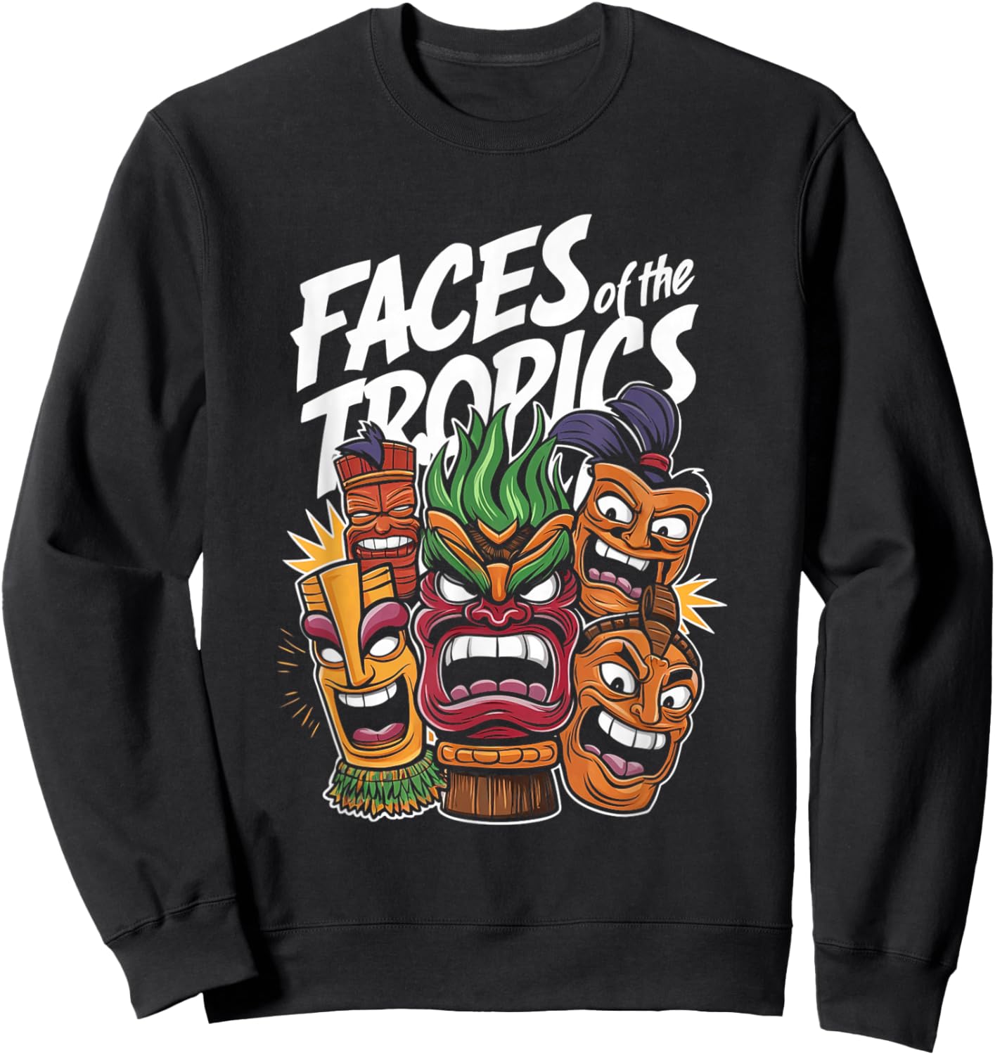 Polynesian Totem and Tiki Mask for Summer Holiday Sweatshirt - Sweatshirt | Black