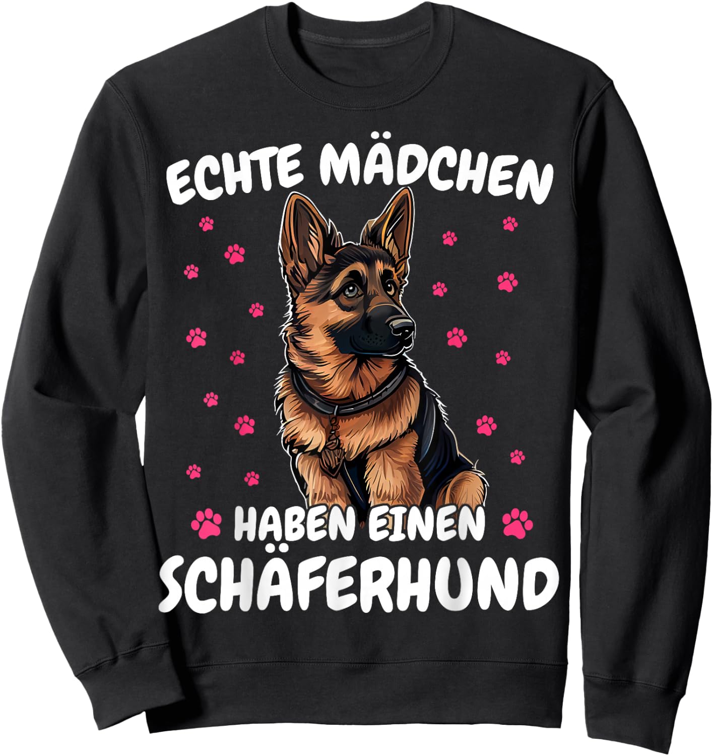 German Shepherd Dog with German Shepherd Design, black Sweatshirt - Sweatshirt | Black