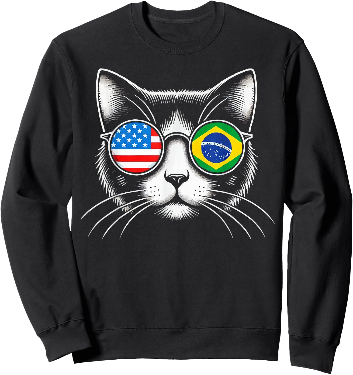 Half American Half Brazilian USA Flag Brazil America Sweatshirt - Sweatshirt | Black