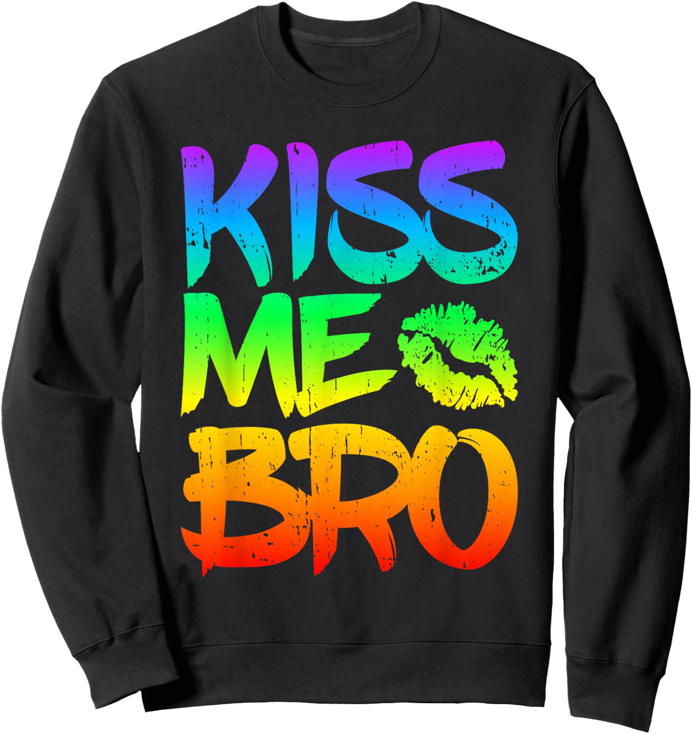 Men's Kiss Me Bro Gay Pride Month LGBT Ghomosexual Rainbow , black Sweatshirt - Sweatshirt | Black