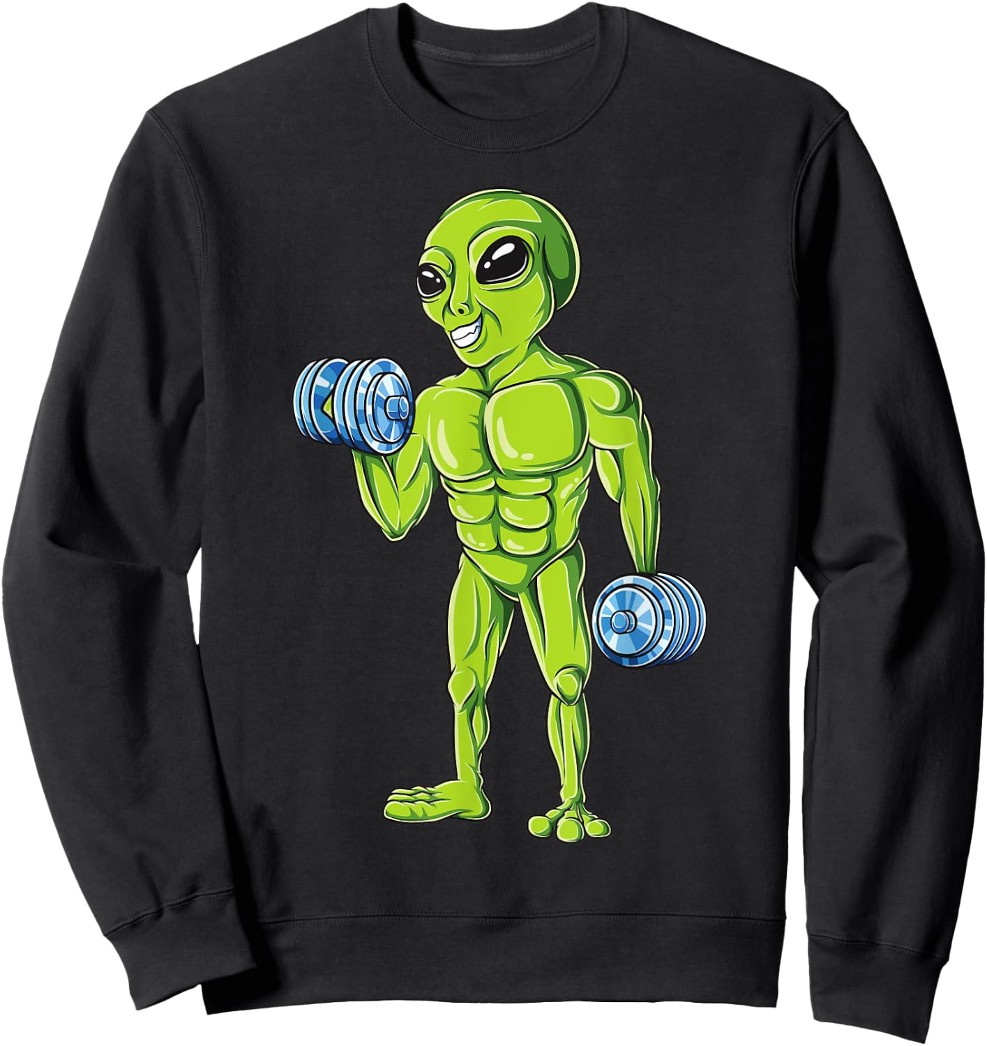 Bodybuilding Funny Workout Gym Weightlifting Fitness Alien Sweatshirt - Sweatshirt | Black