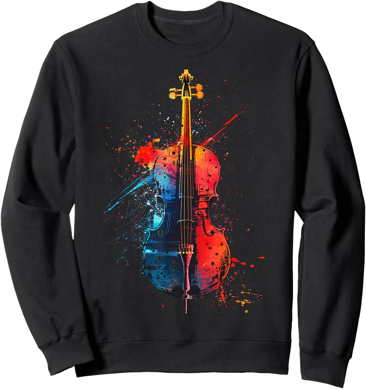 Cello Instrument on Colourful Painted Cello , black Sweatshirt - Sweatshirt | Black