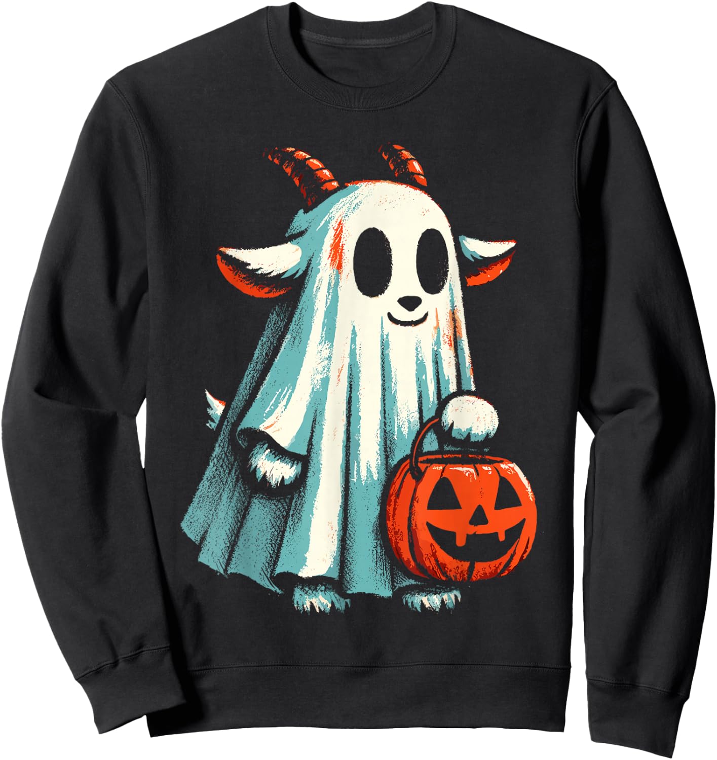 Goat Ghost Funny Halloween Sweatshirt - Sweatshirt | Black