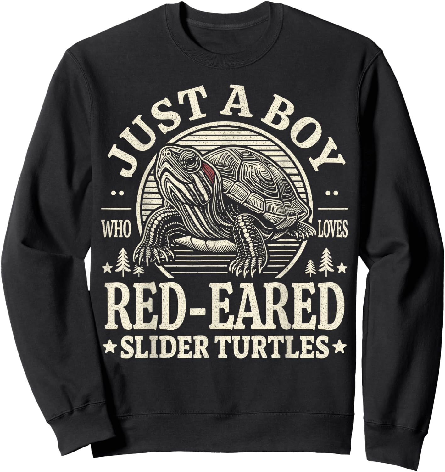 Just a Boy Who Loves Red-Eared Slider Turtles Reptile Retro Sweatshirt - Sweatshirt | Black