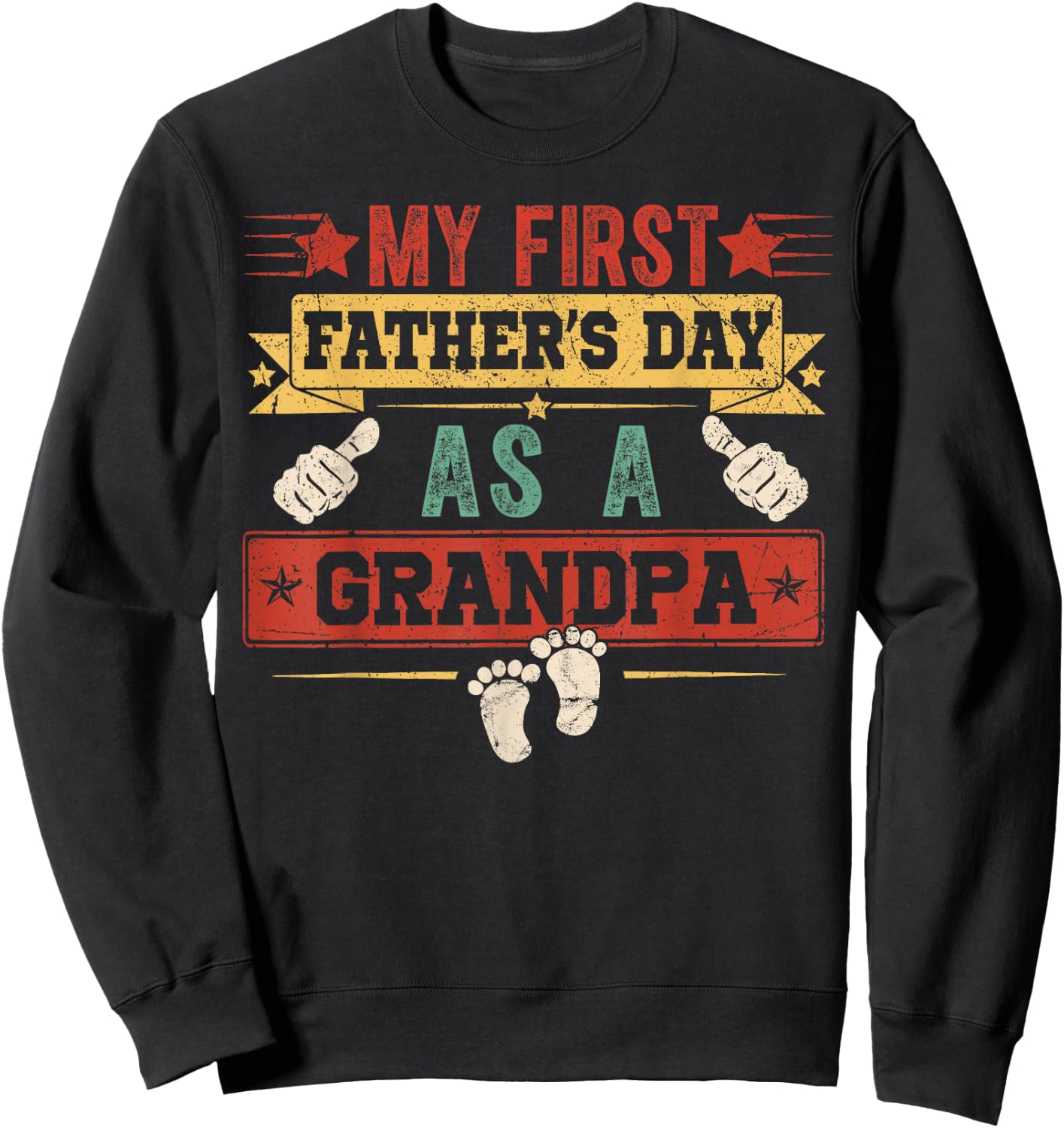Vintage First Fathers Day As A Grandpa Men Papa Sweatshirt - Sweatshirt | Black
