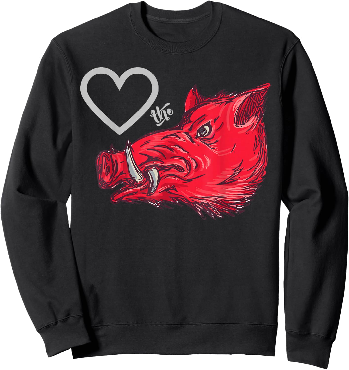 Heart The Boar Graphic Novelty Love The Razorback Design Sweatshirt - Sweatshirt | Black