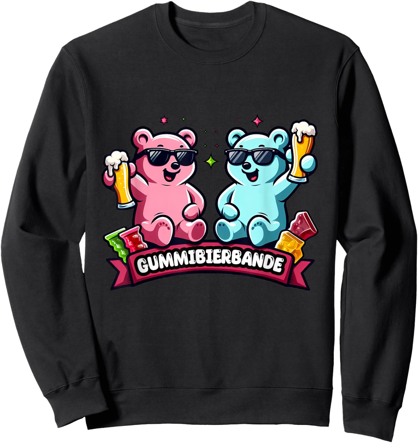Rubber Beer Bande, Gummy Bears, Malle Party, JGA , black Sweatshirt - Sweatshirt | Black
