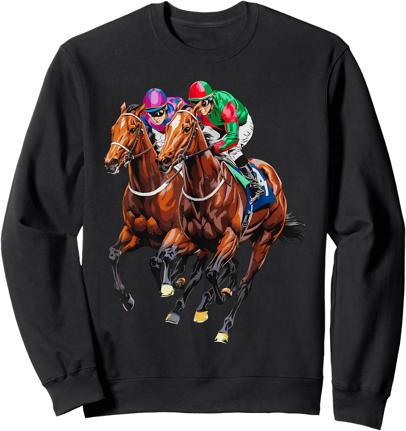 Funny Horse Racing Jockey Racer Derby Rider Race Track Sweatshirt - Sweatshirt | Black
