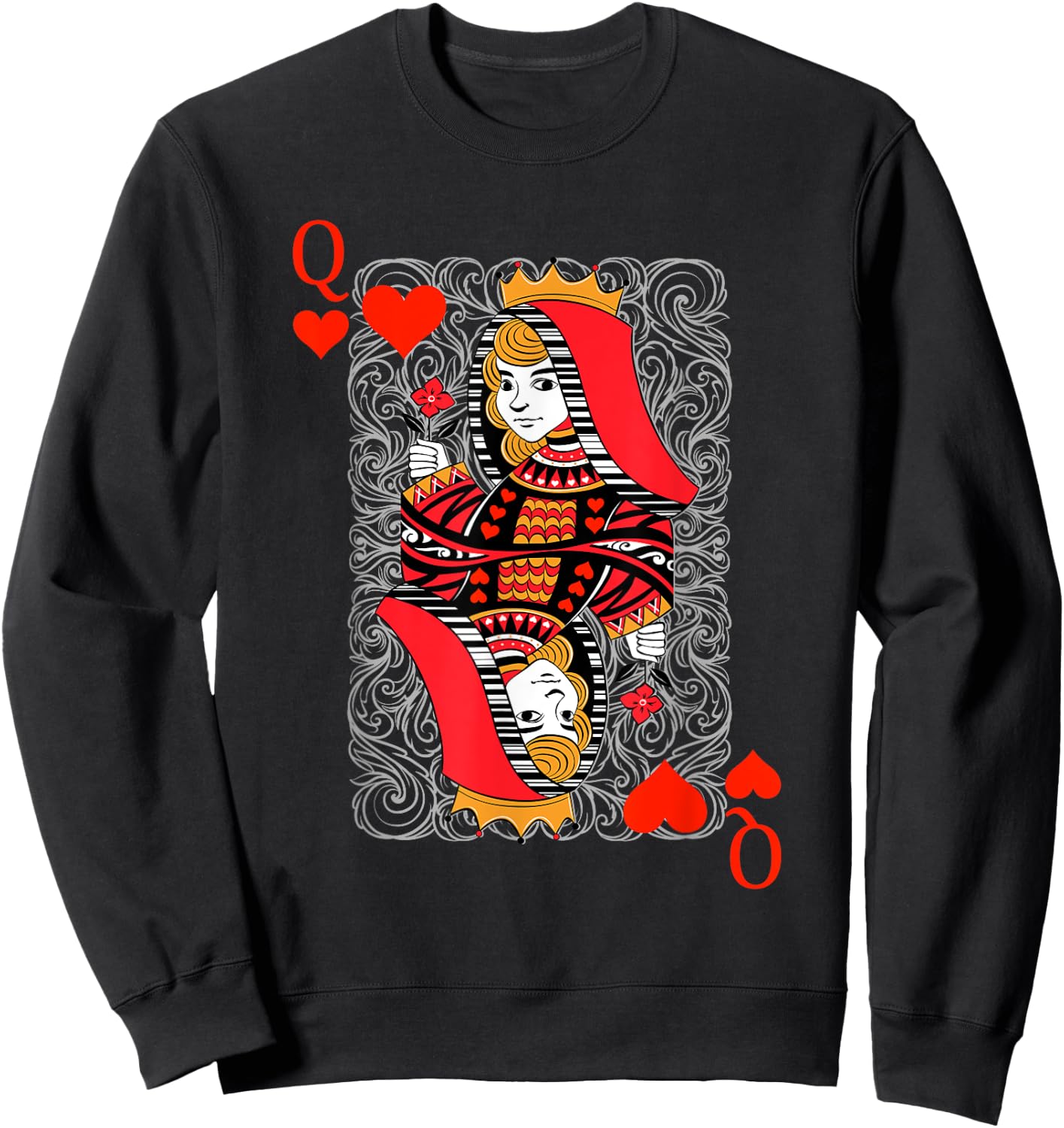 Queen Of Hearts Spielkarten Paare Halloween Kostüm Sweatshirt - Sweatshirt | Black