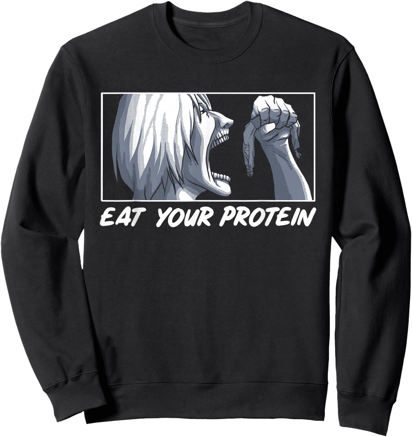 Manga Eat Your Protein Anime Fitness , Black, S Sweatshirt - Sweatshirt | Black