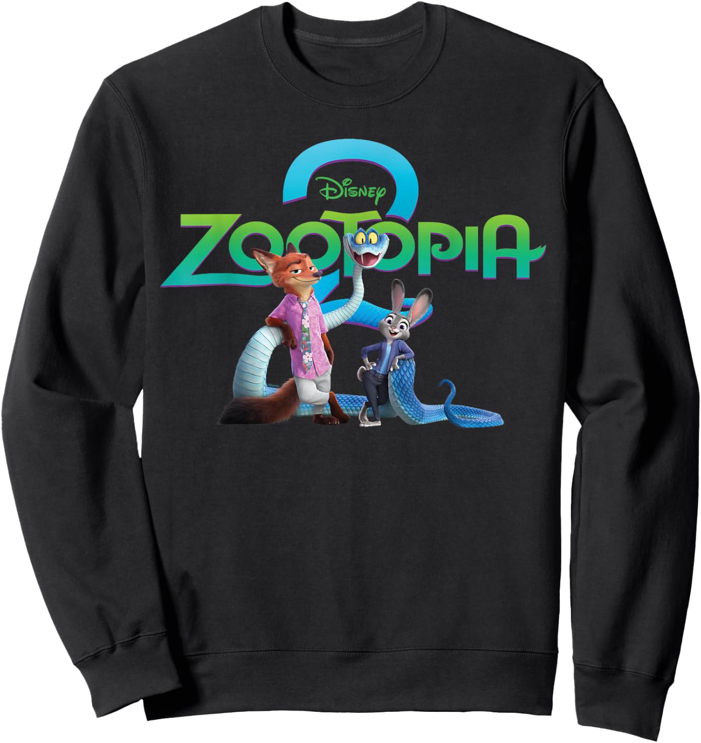 Disney Zootopia 2 Poster Art with Nick Judy Gary & Logo Sweatshirt - Sweatshirt | Black