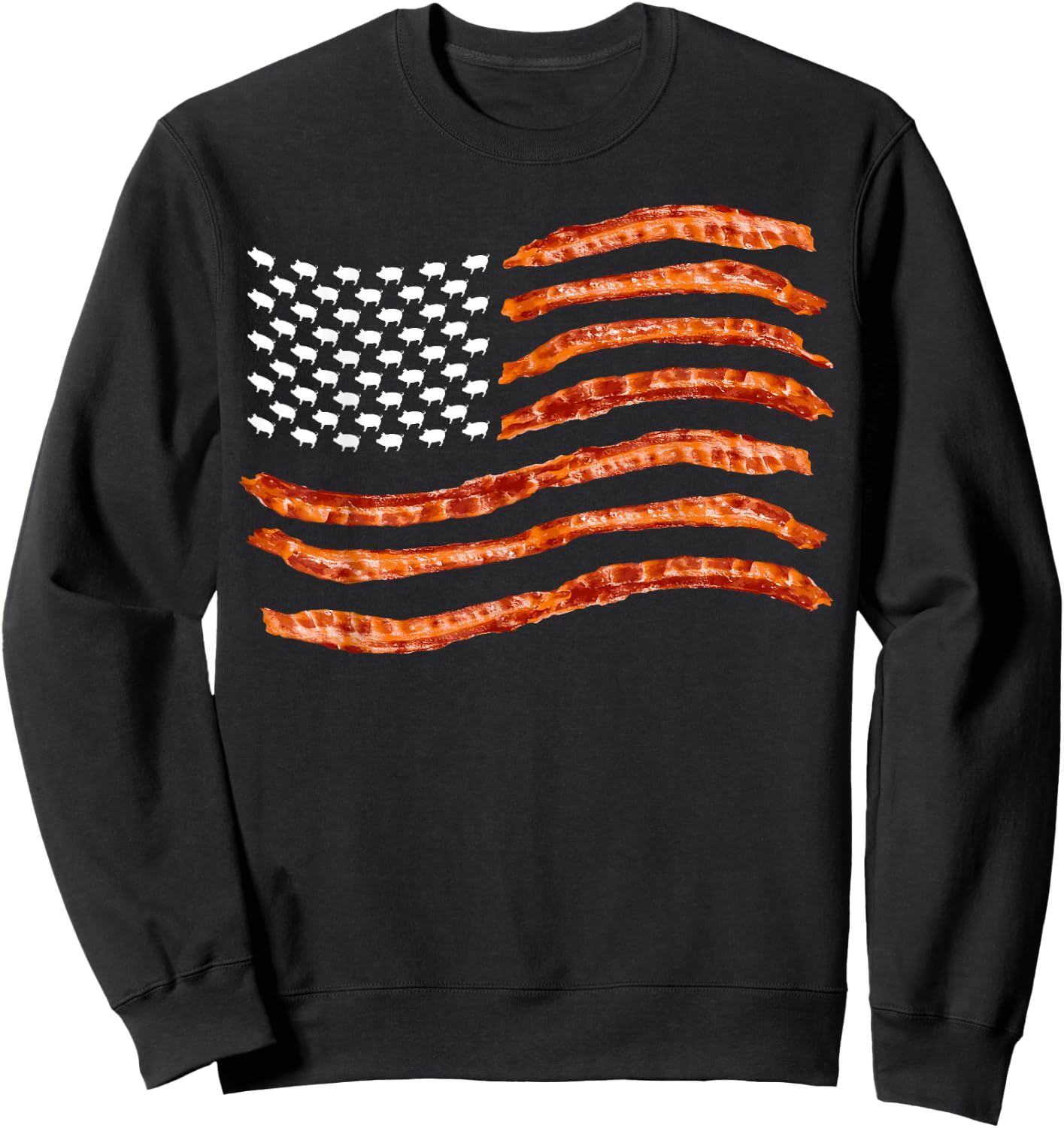 USA Bacon Flag | Cute US Dried Pigs Funny 4th of July Gift Sweatshirt - Sweatshirt | Black