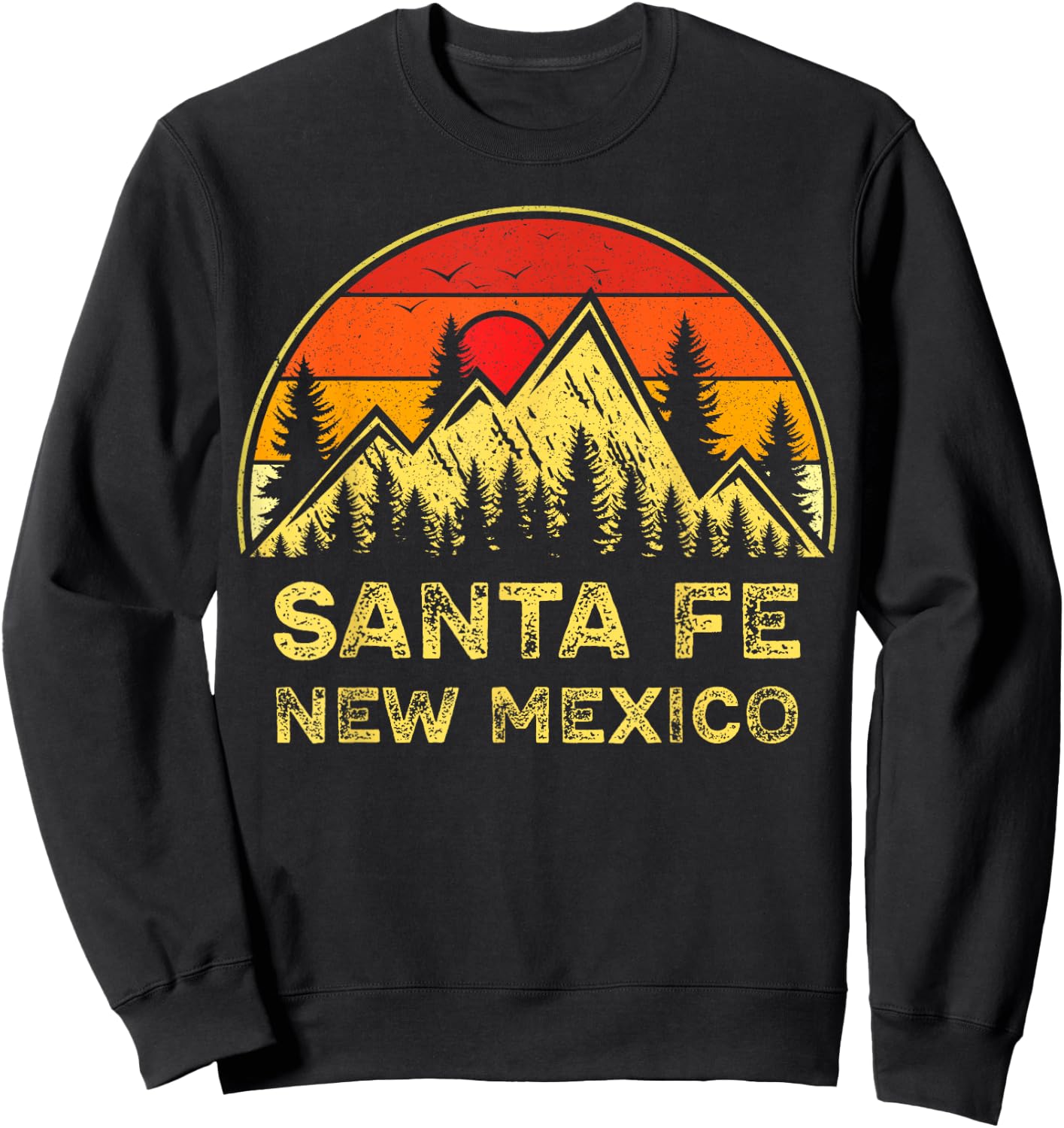 Vintage Santa Fe New Mexico NM Mountains Hiking Souvenir Sweatshirt - Sweatshirt | Black