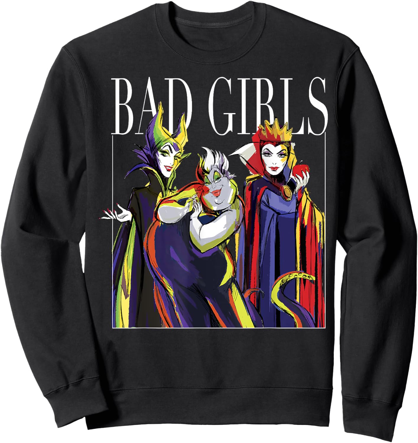 Gruppenfoto der Bösewichte von Disney Villains Bad Girls, gemalt Sweatshirt - Sweatshirt | Black