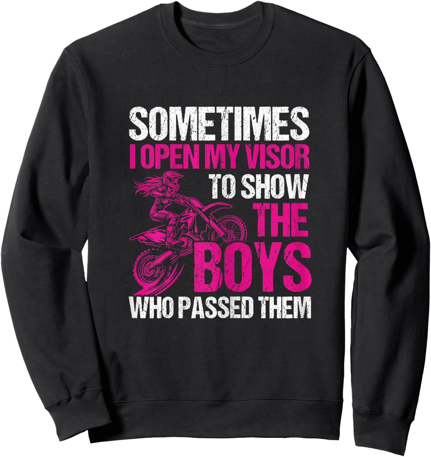 Kids motocross funny dirt bike toddler girl dirt biking Sweatshirt - Sweatshirt | Black