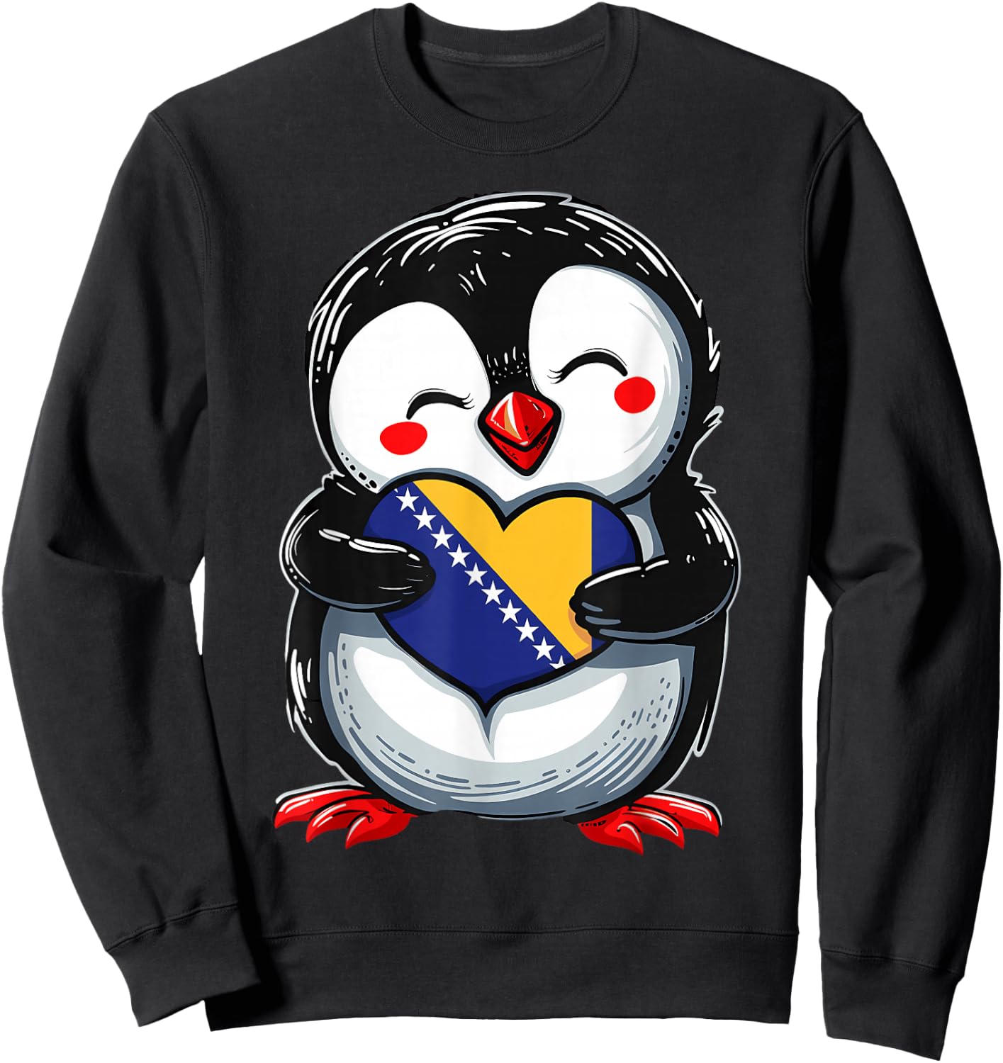 Bosnia and Herzegovina Roots Penguin Bosnian Flag Sweatshirt - Sweatshirt | Black