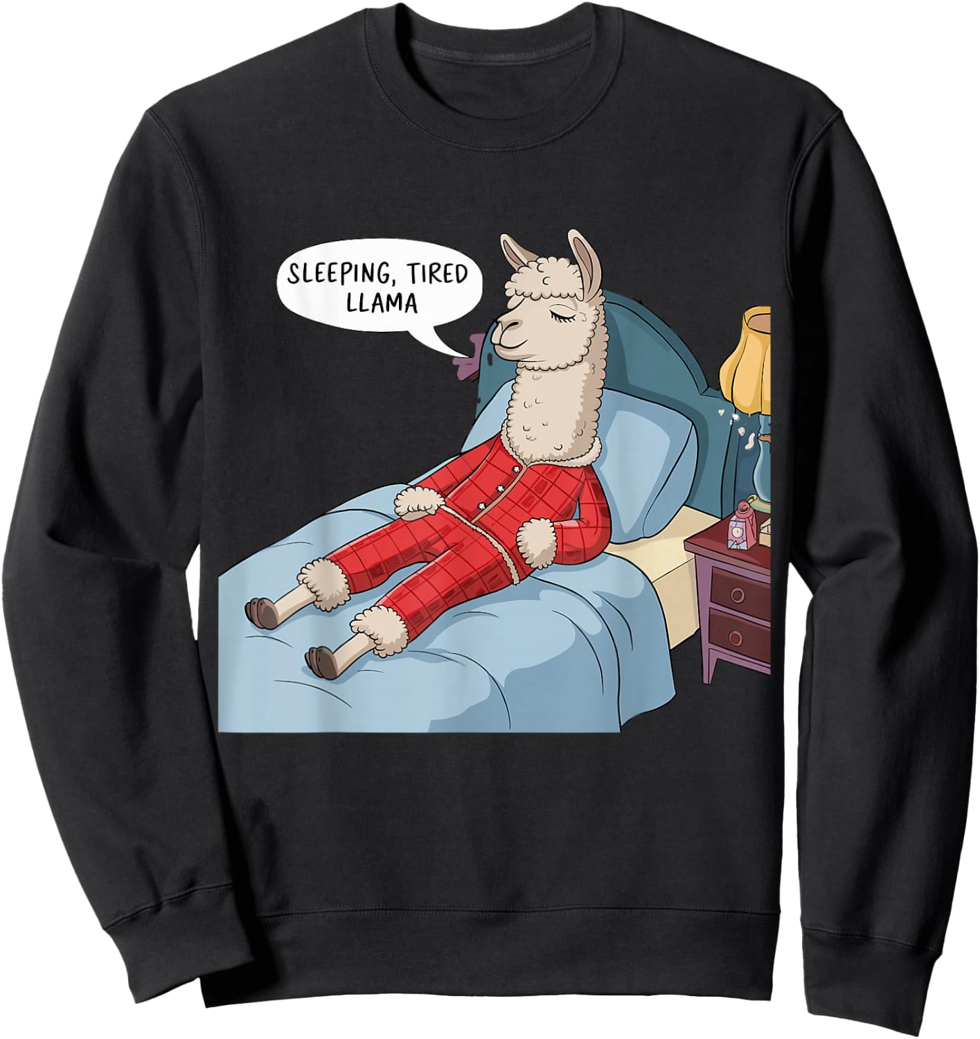 Alpaca Llama with Red Buffalo Plaid Pajamas Girl Boy Llama Sweatshirt - Sweatshirt | Black