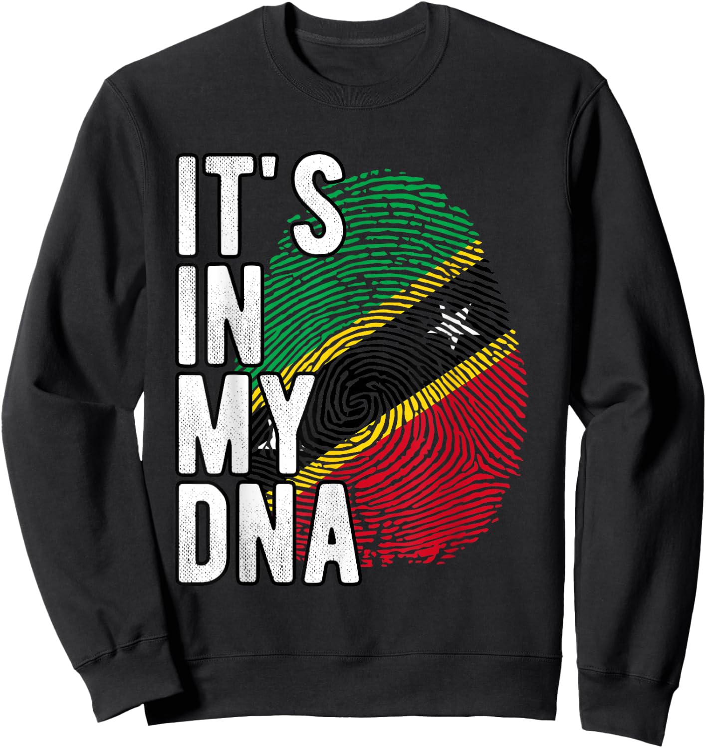 Funny it's in my DNA Saint Kitts and Nevis flag Fingerprint Sweatshirt - Sweatshirt | Black