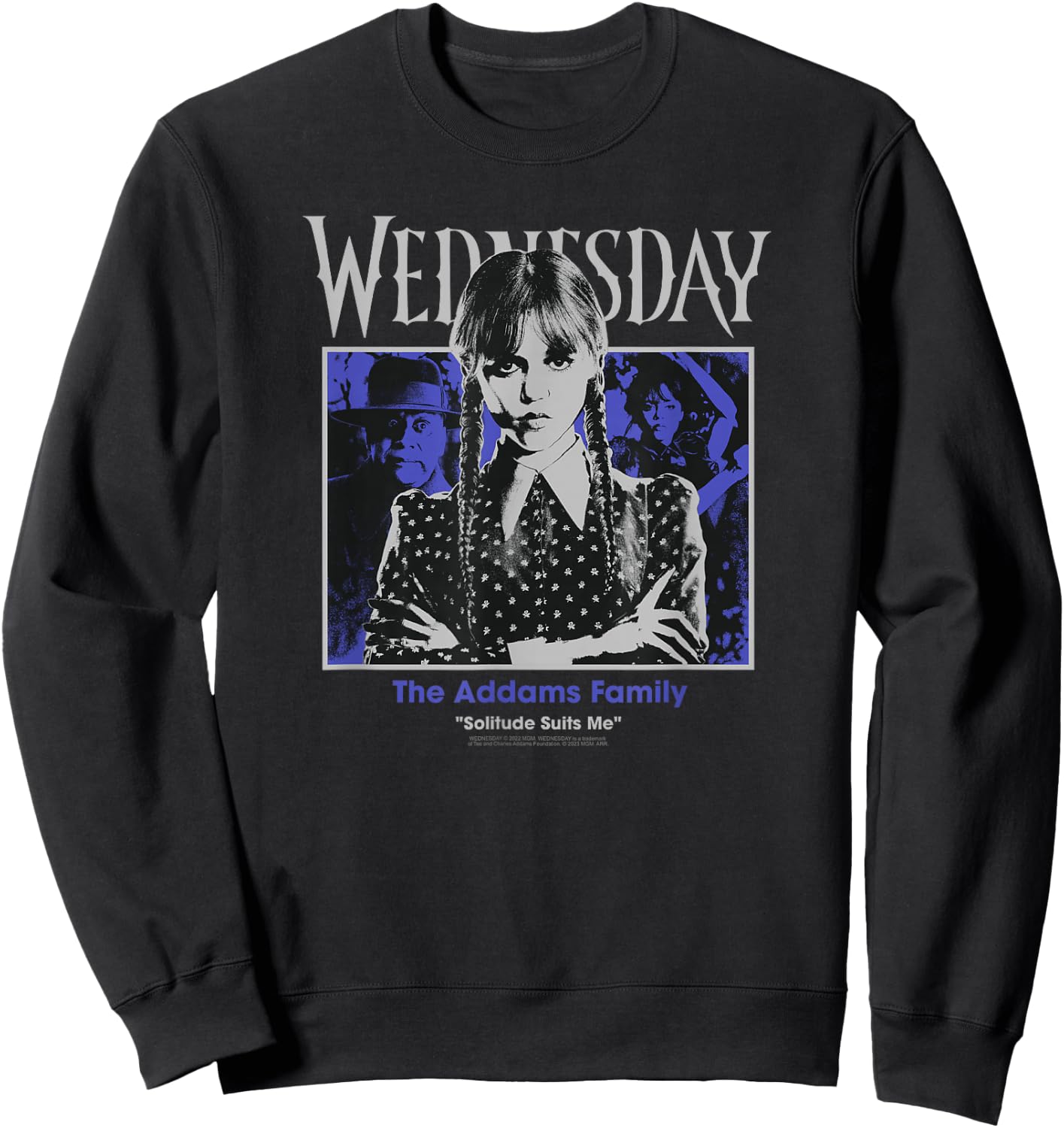 Wednesday The Addams Family Solitude Suits Me Retro Portrait Sweatshirt - Sweatshirt | Black