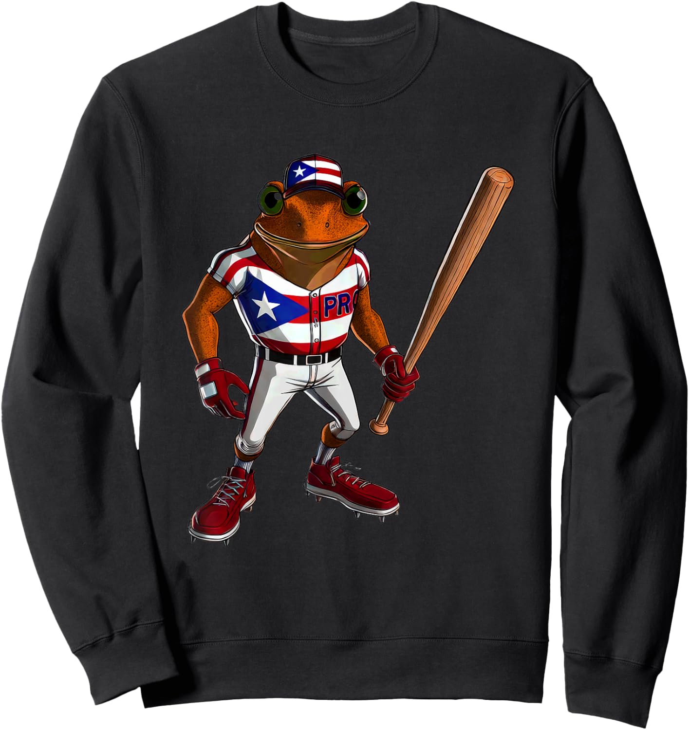 Puerto Rico Baseball Coqui Boricua Flag Bat Hat Pelota Cool Sweatshirt - Sweatshirt | Black