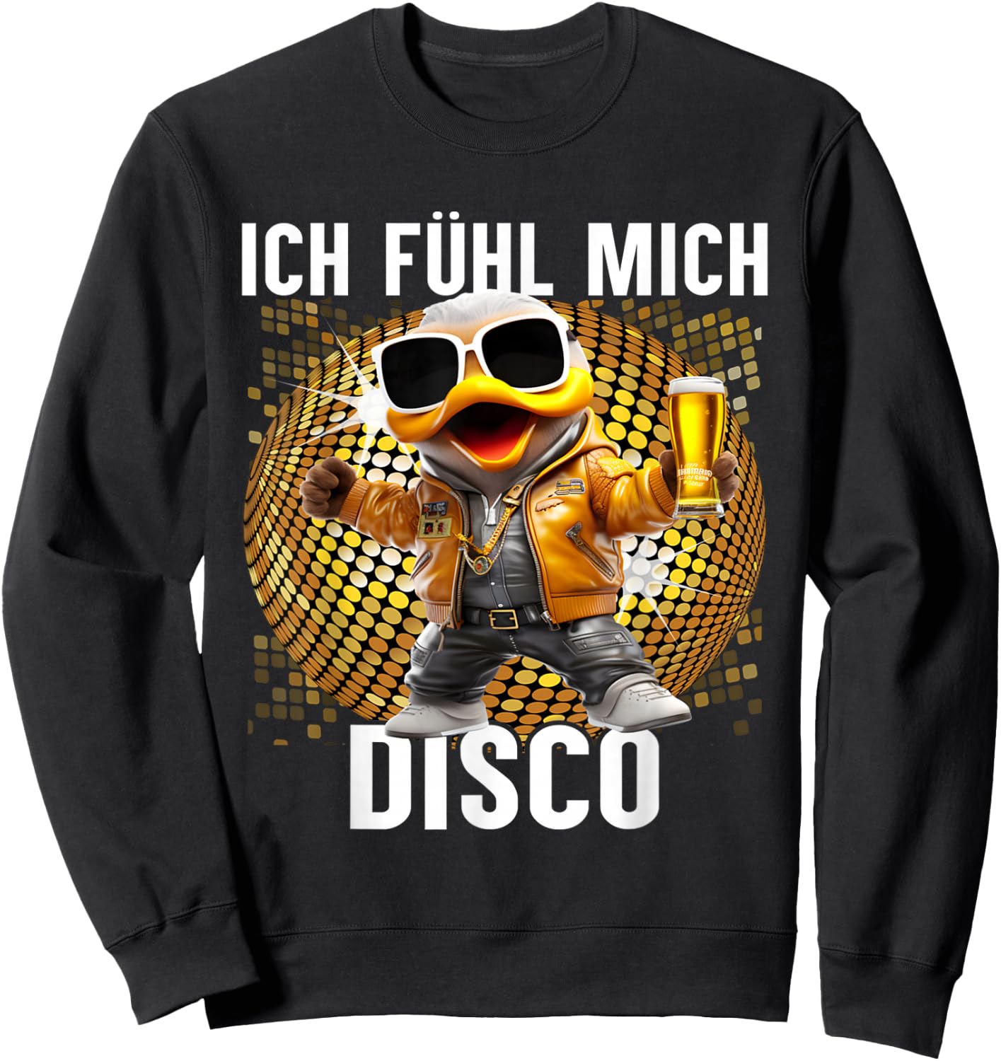 Ich Fühle Mich Disco Funny Disco Duck Apres-Ski Party , black Sweatshirt - Sweatshirt | Black