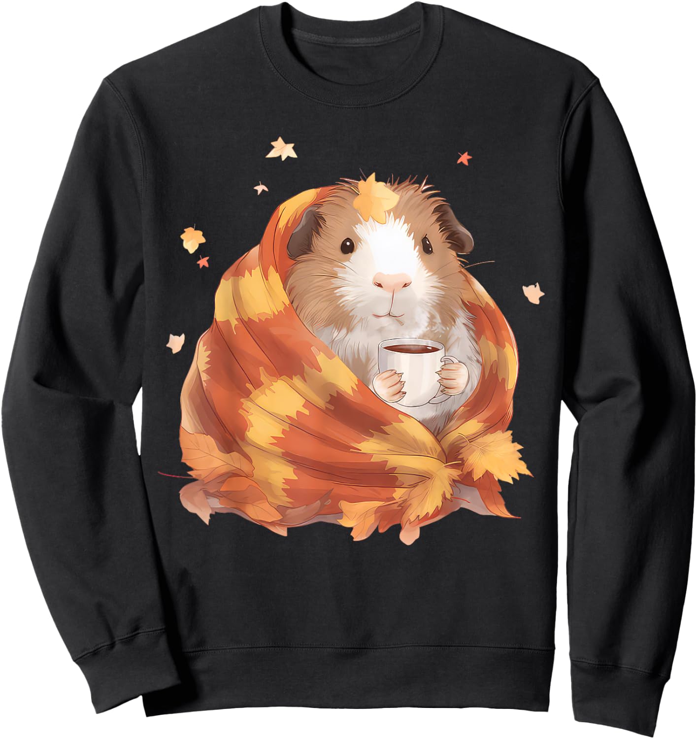 Guinea Pig Drinking Coffee Autumn Fall Guinea Pig Lover Sweatshirt - Sweatshirt | Black