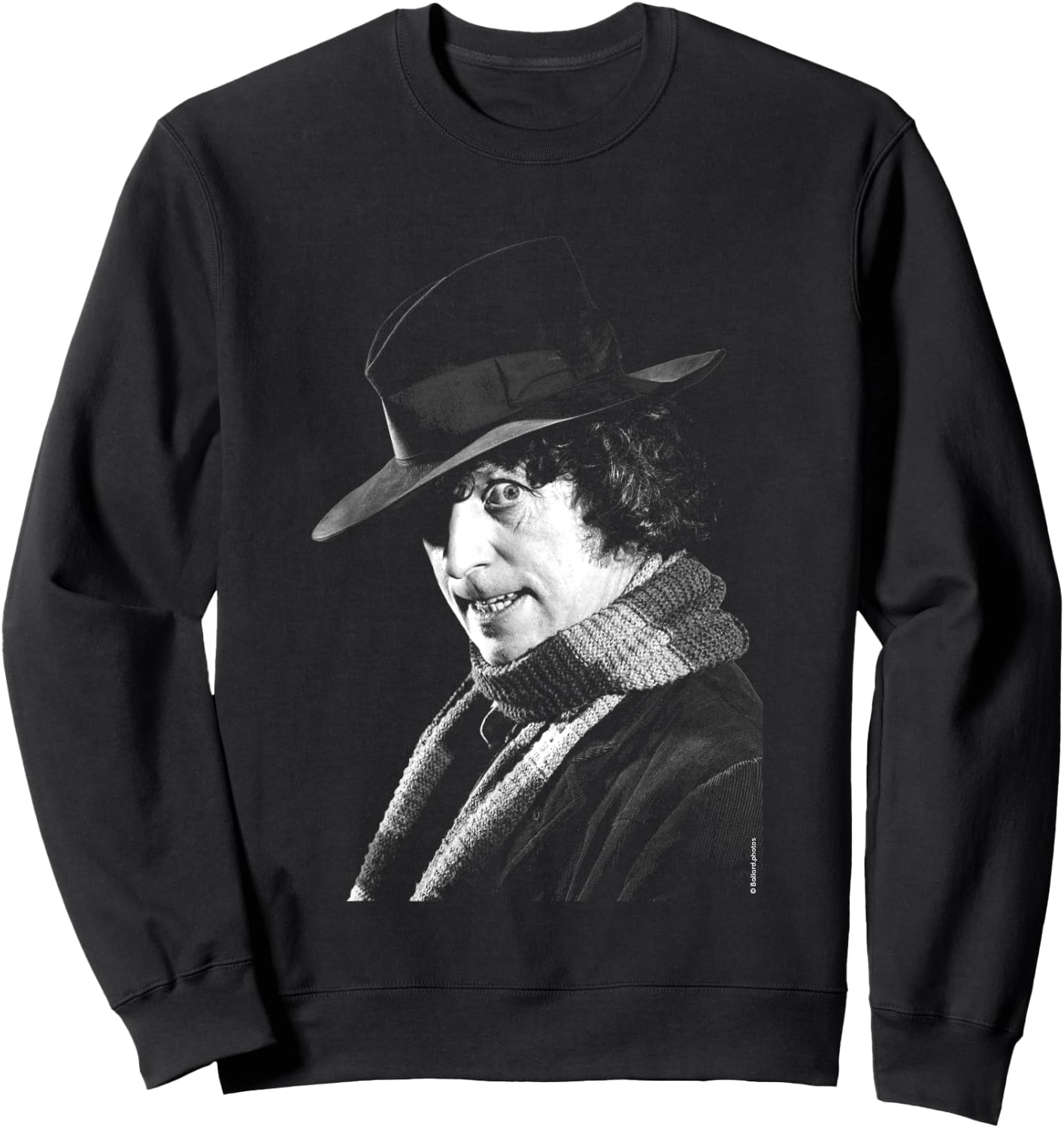 Tom Baker Side Portrait Doctor Who Black & White Sweatshirt - Sweatshirt | Black