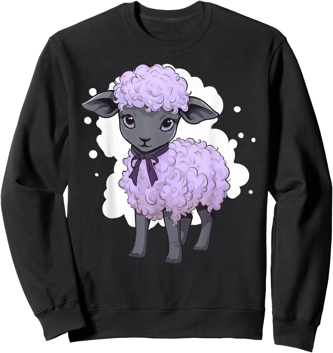 Lamb Lavender Pastel Cute Baby Sheep Kawaii Purple Aesthetic Sweatshirt - Sweatshirt | Black