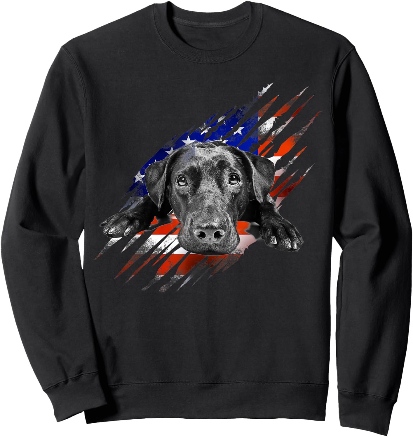 Black Labrador USA Flag Lab Owner Bird Duck Hunter Gift Men Sweatshirt - Sweatshirt | Black
