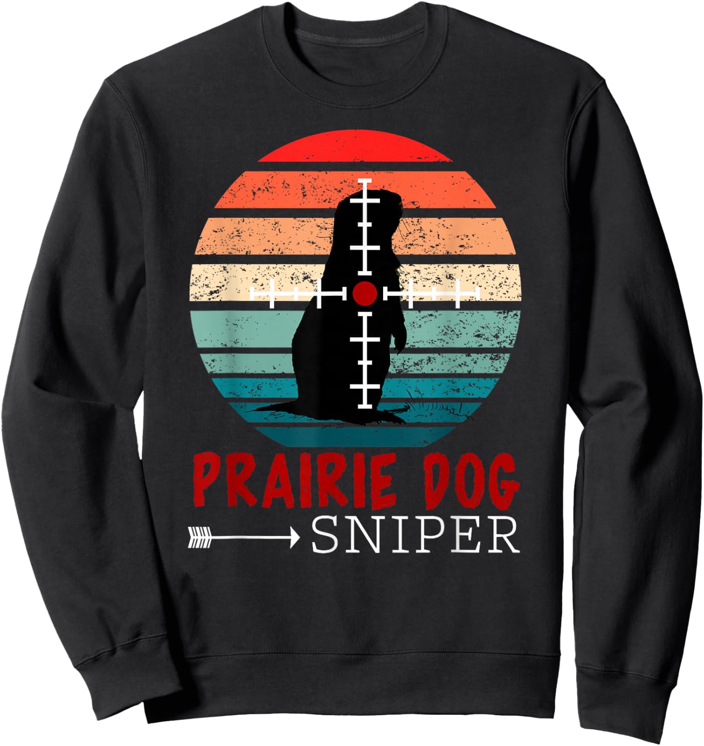 Prairie Dog Sniper - Retro Prairie Dog Sunset Cool Vintage Sweatshirt - Sweatshirt | Black