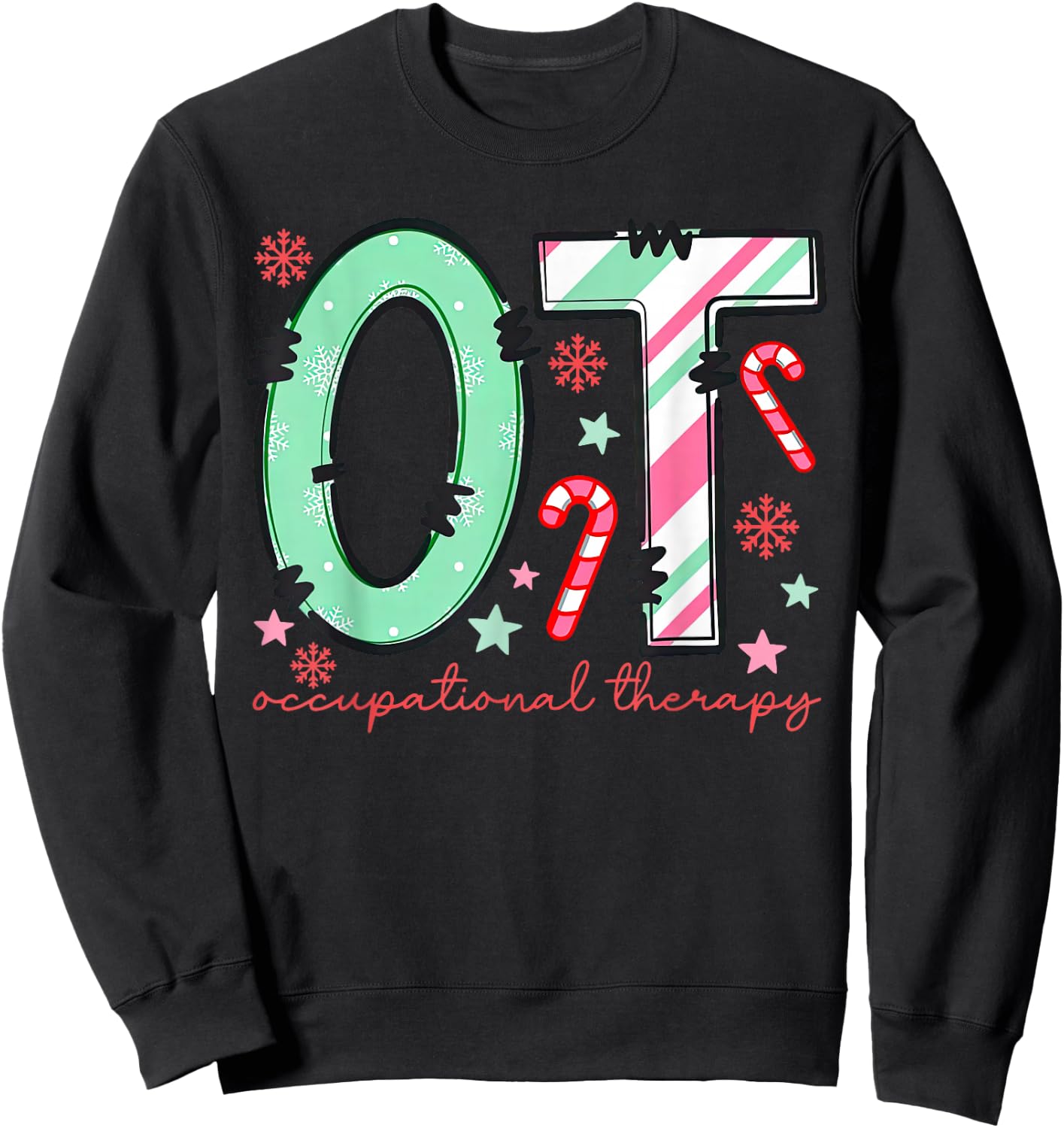 Retro Occupational Therapy OT Therapist Christmas Holiday Sweatshirt - Sweatshirt | Black