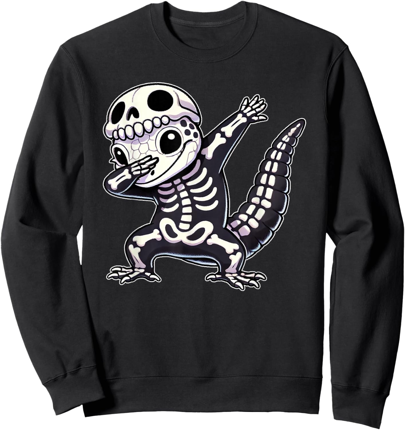 Halloween Skeleton Cute Gecko Men Women Kids Sweatshirt - Sweatshirt | Black